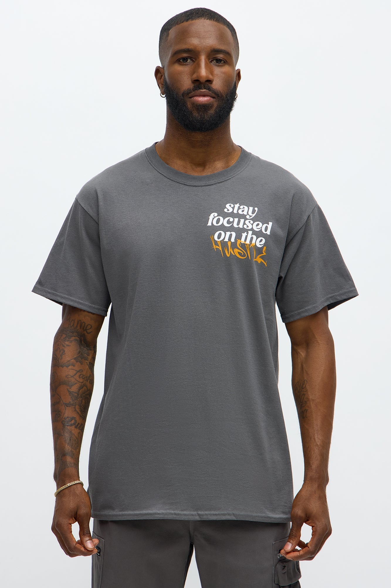 Focused On The Hustle Short Sleeve Tee - Charcoal