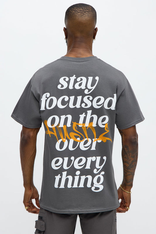 Focused On The Hustle Short Sleeve Tee - Charcoal