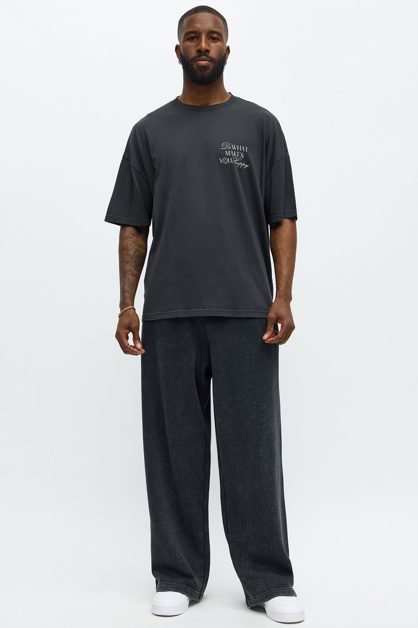 Do What Makes You Happy Oversized Short Sleeve Tee - Black Wash