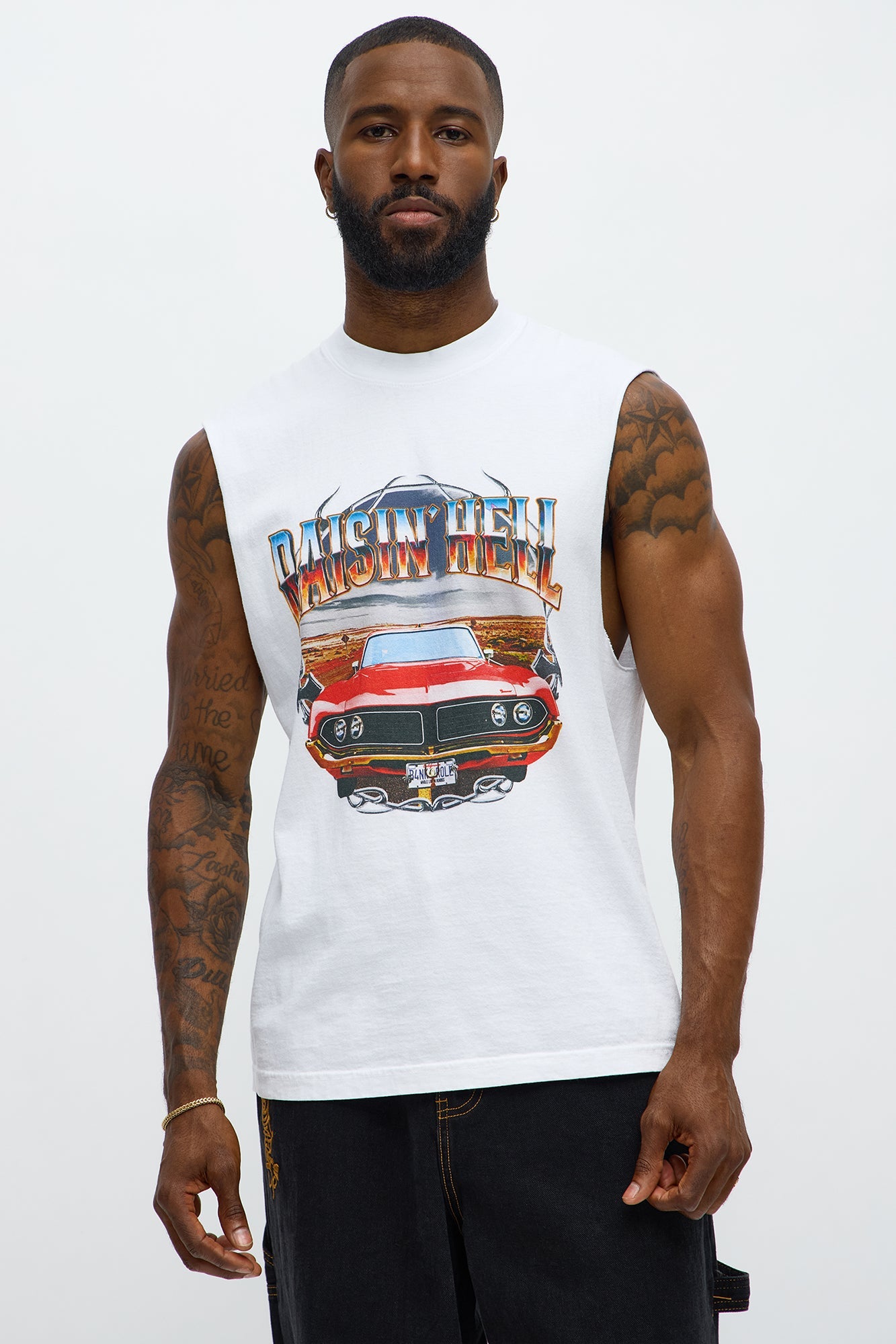 Raisin Hell Muscle Tee - White