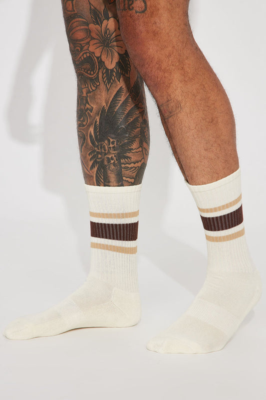 No Letting Go Stripe Socks - Brown