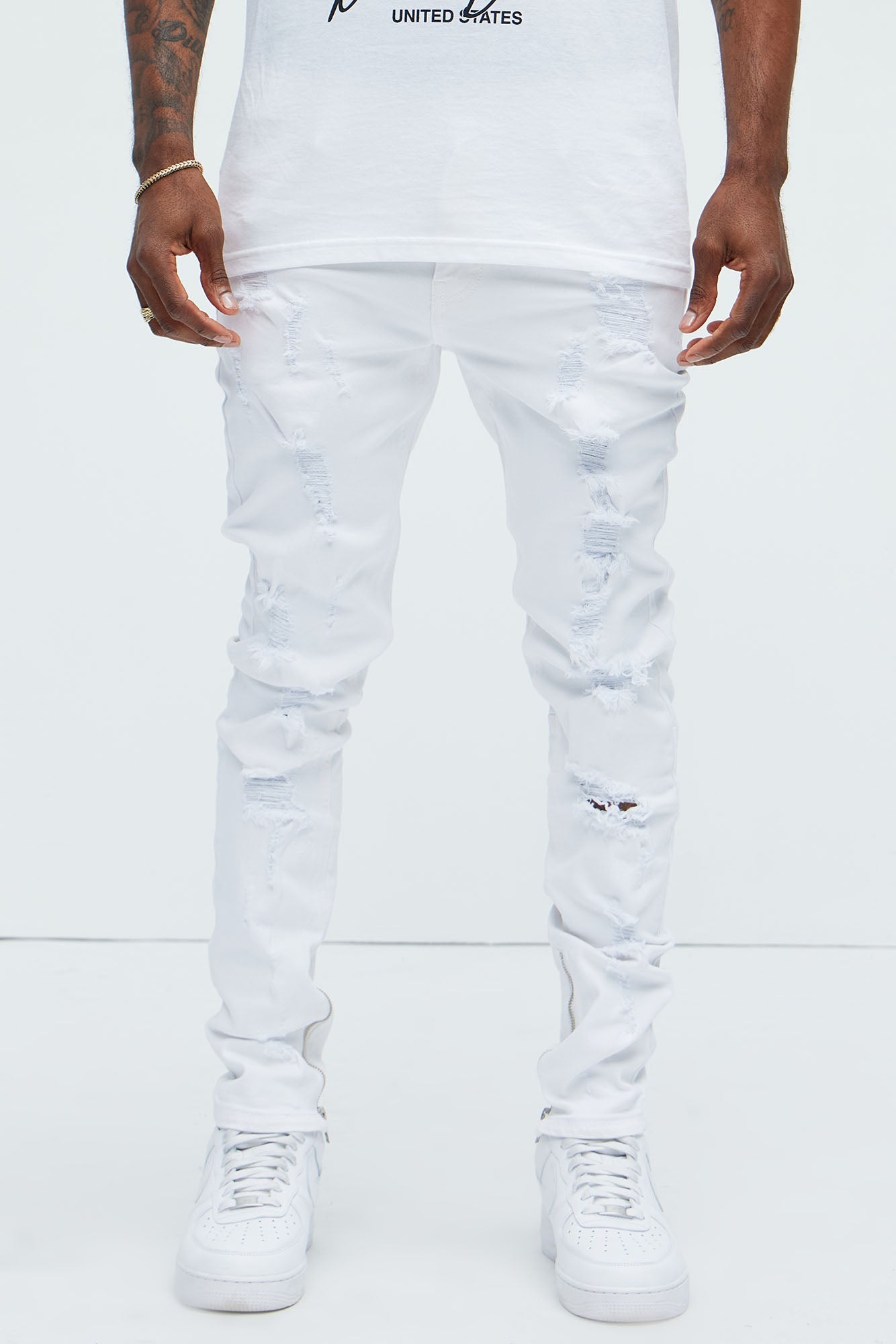 Stay Positive Skinny Jean - White