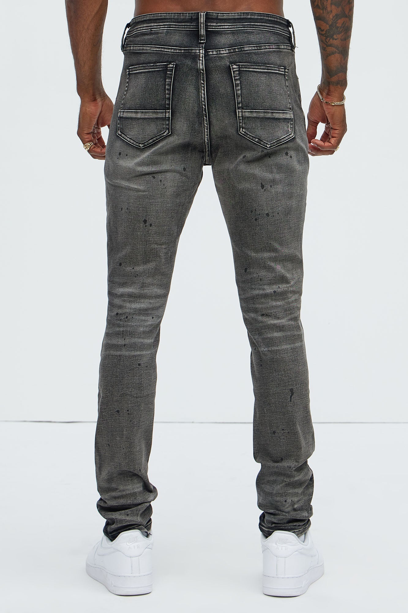 Put You On Spray Painted Stacked Skinny Jeans - Black