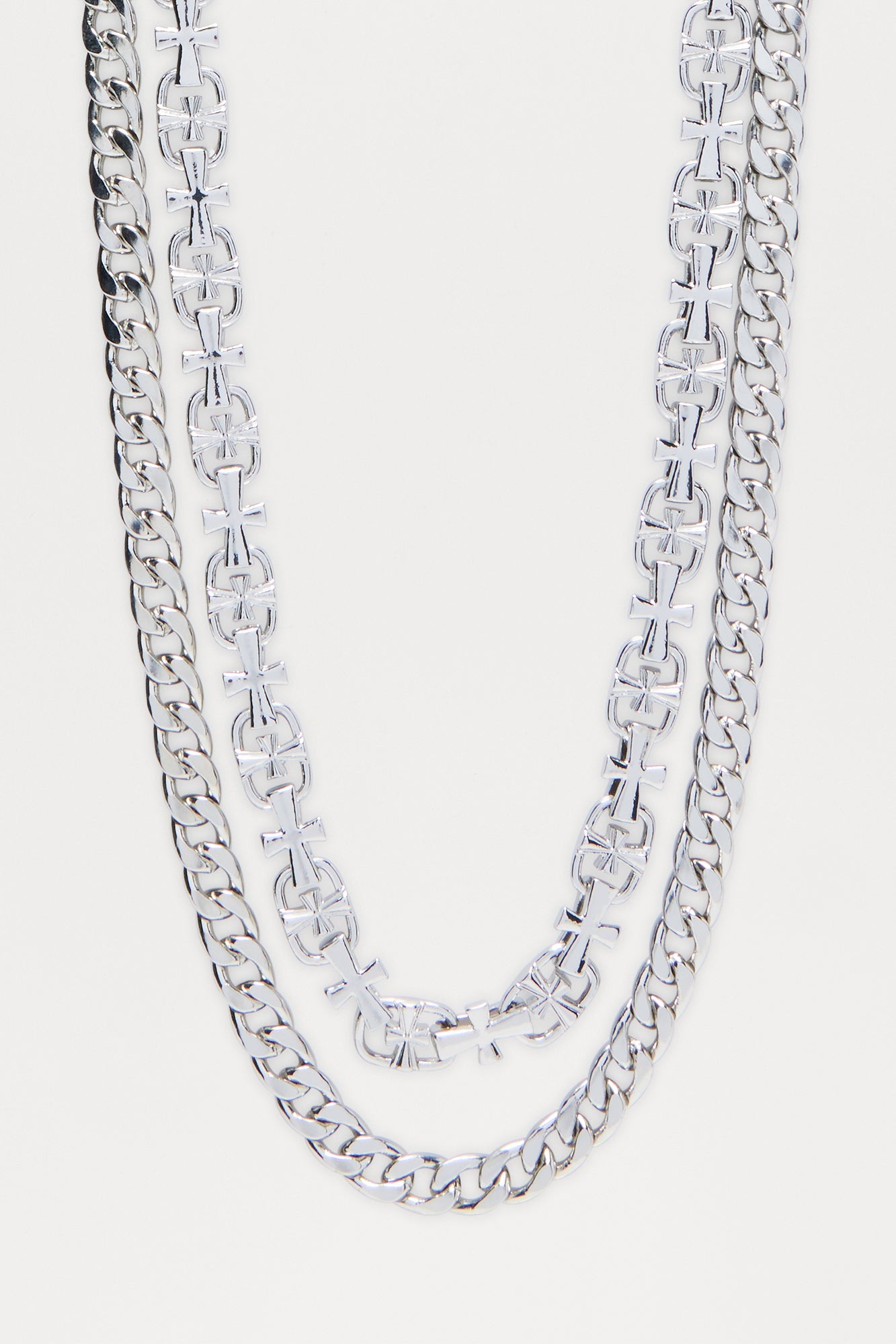 Hittin' The Streets Chain Necklace Set - Silver
