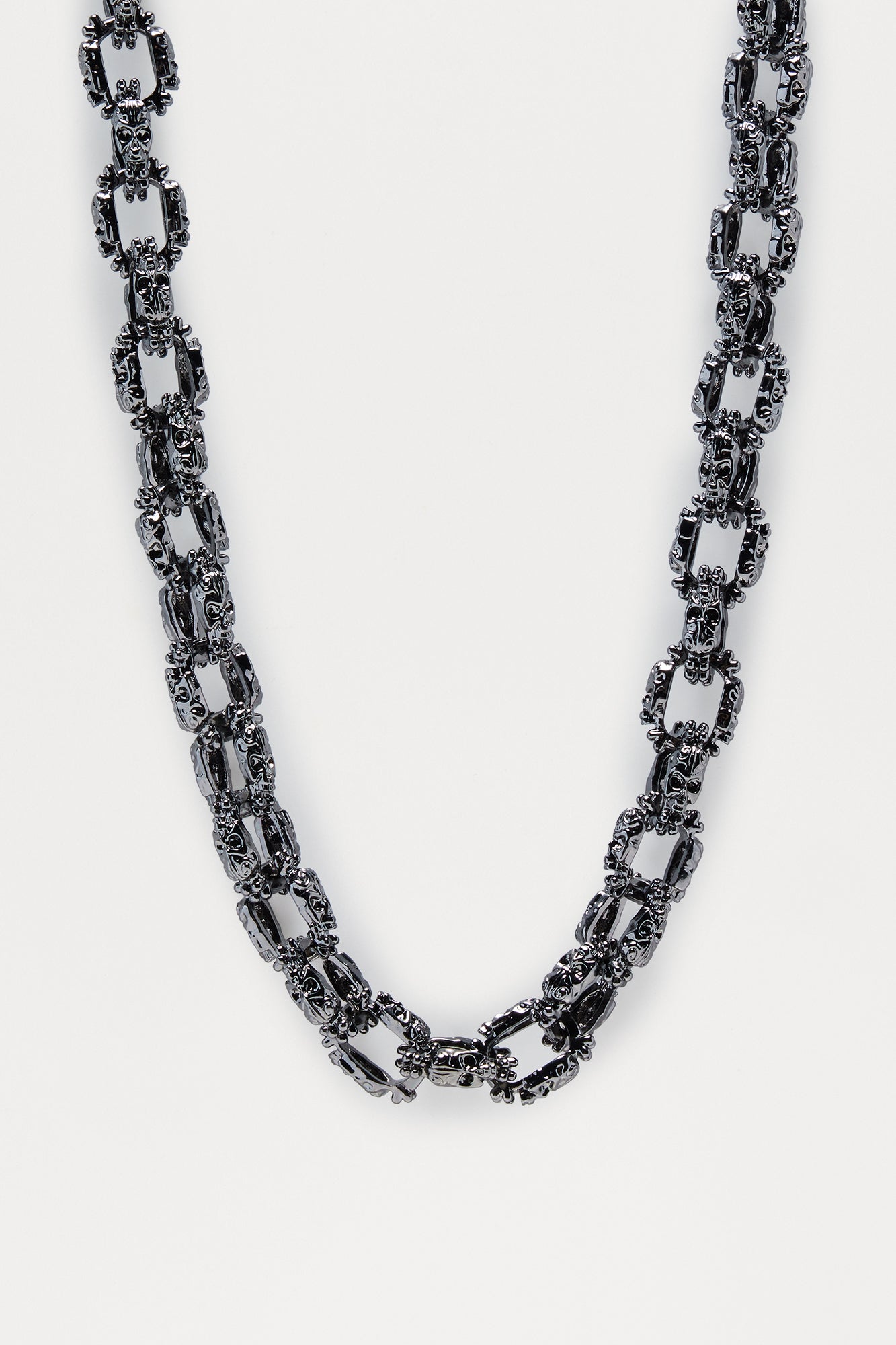 Obsidian Textured Cuban Chain Necklace - Gunmetal