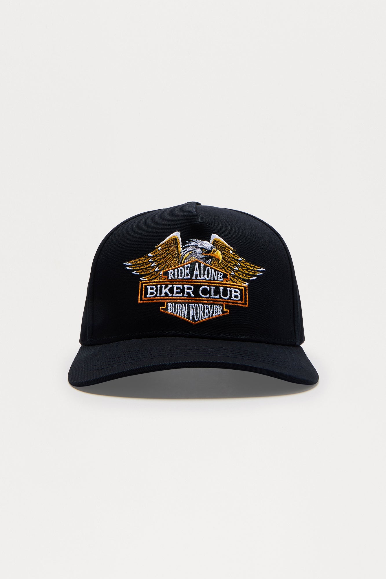 Biker Club Structured Snapback Hat - Black