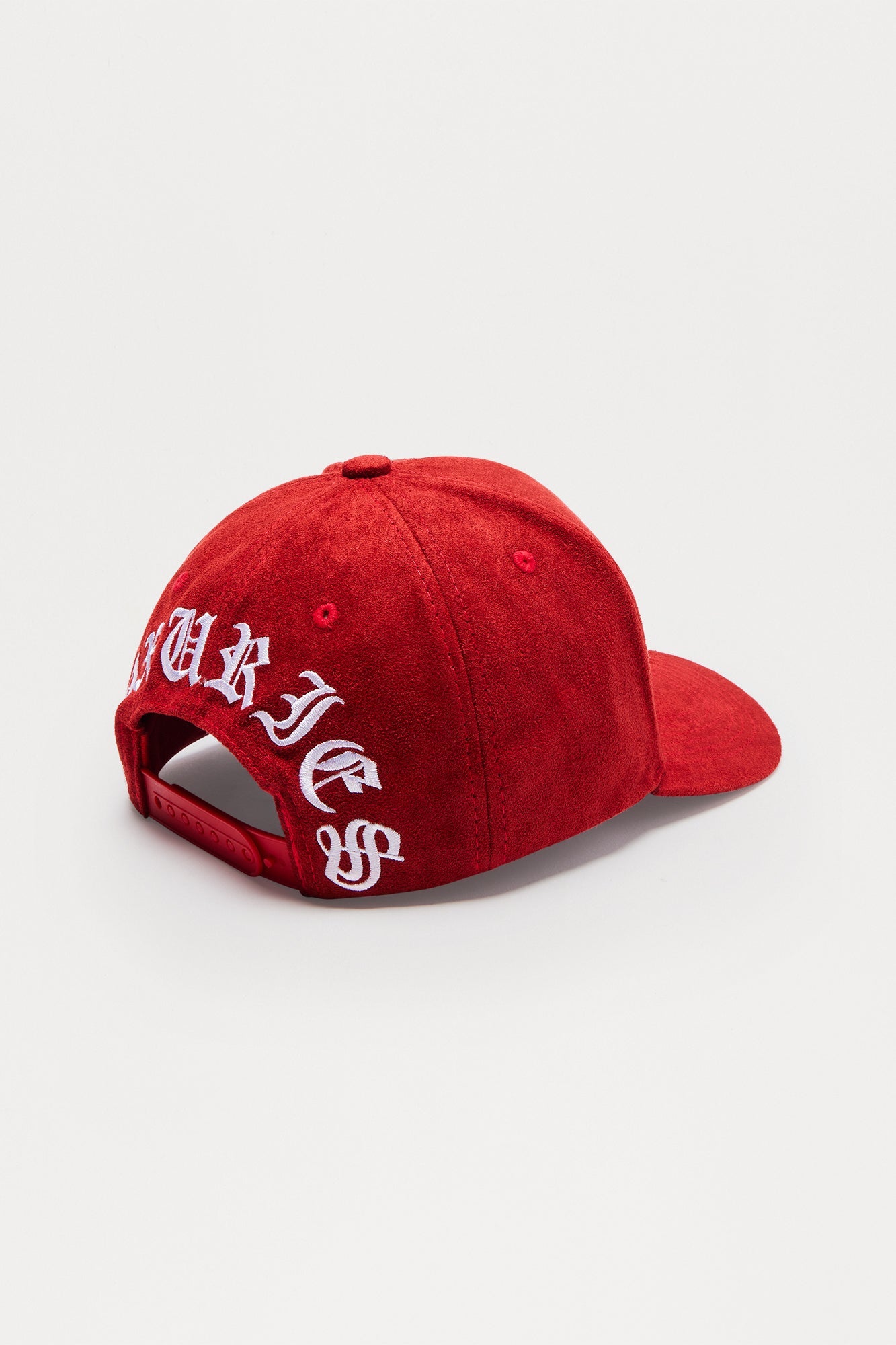 Luxuries Faux Suede Structured Snapback Hat - Red