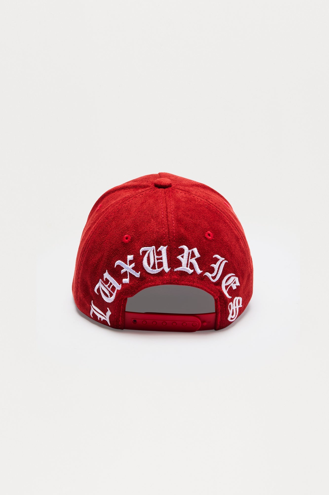 Luxuries Faux Suede Structured Snapback Hat - Red