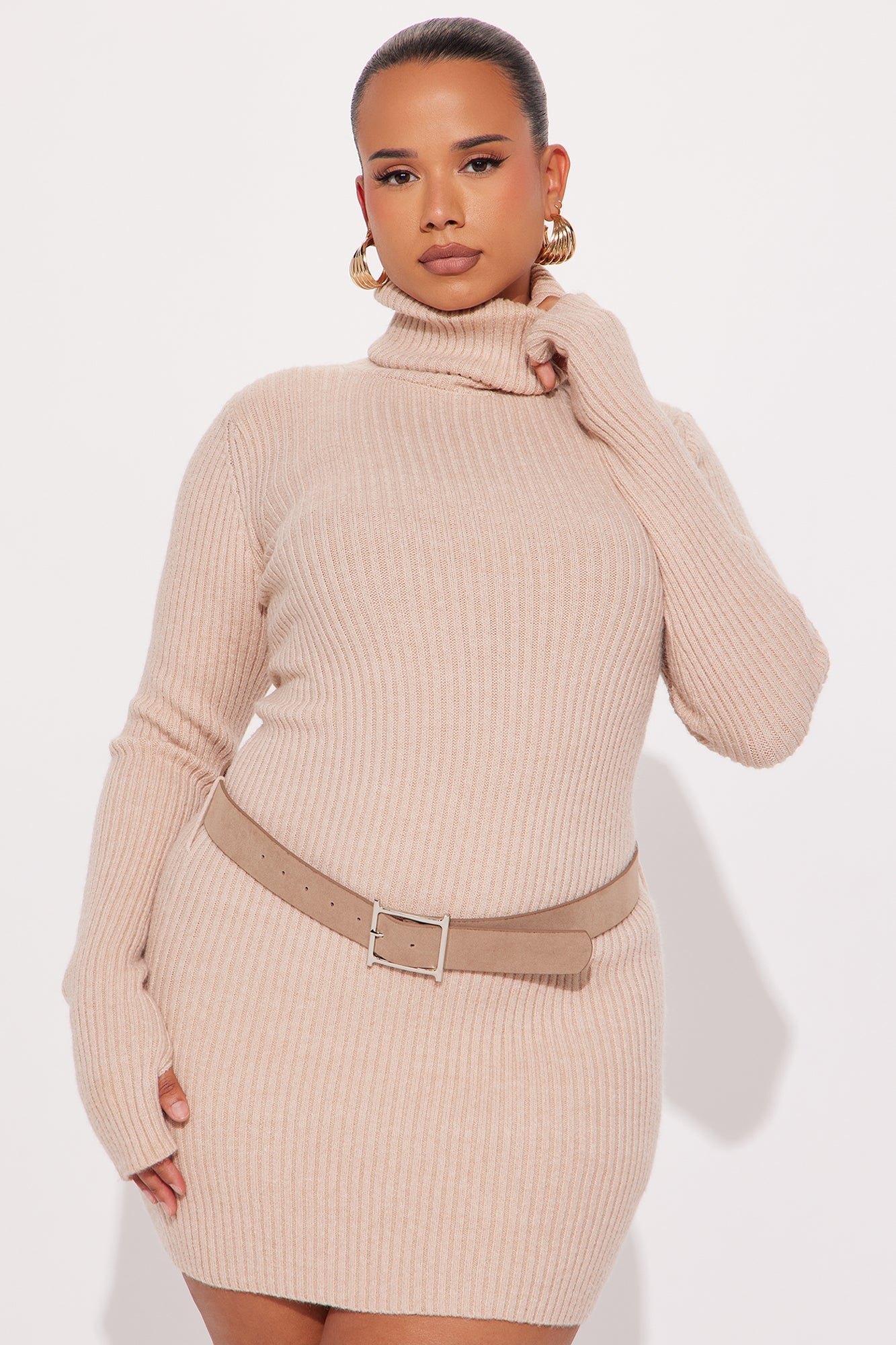 Naturally That Girl Sweater Mini Dress - Taupe