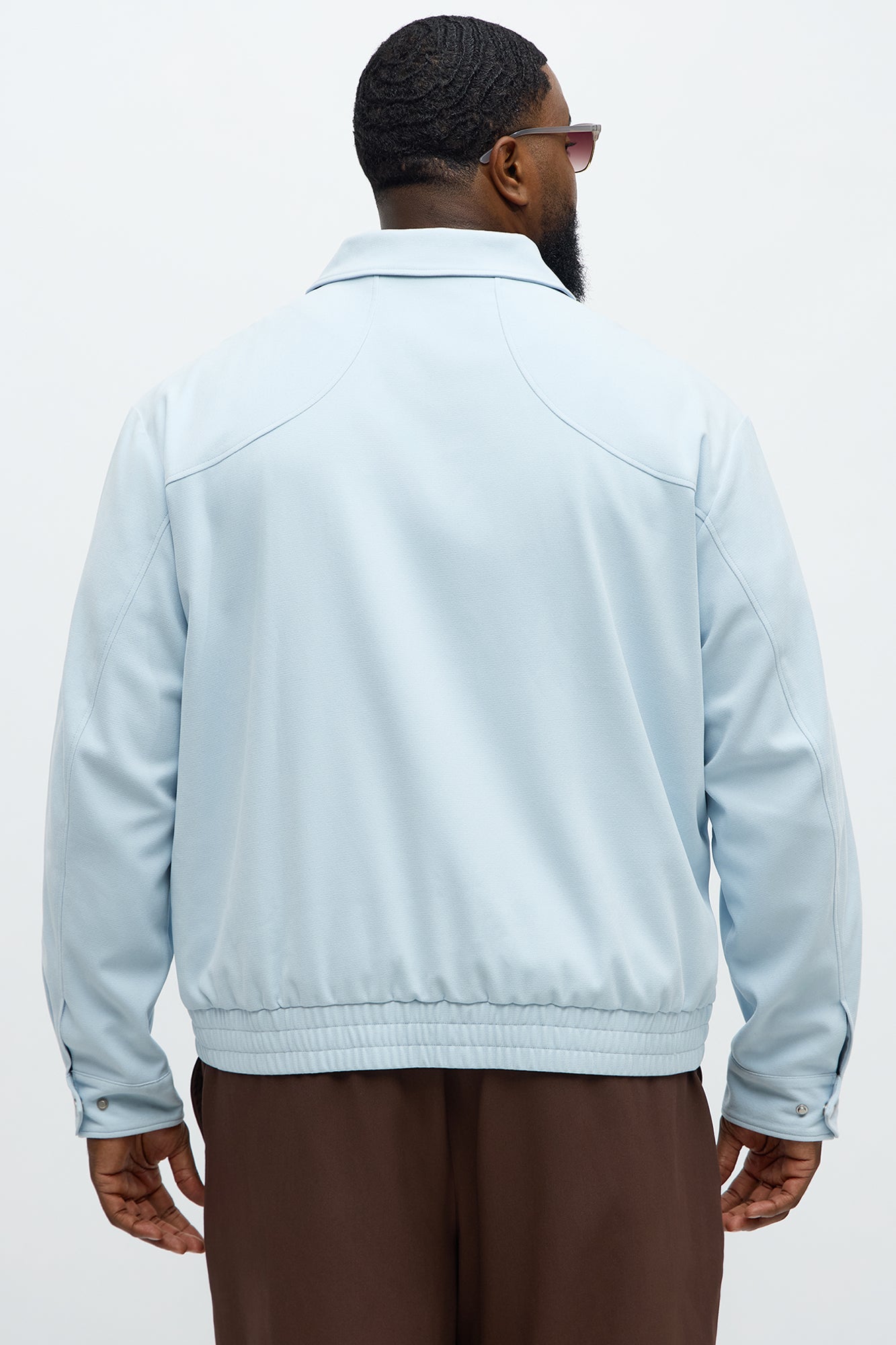 Side Street Paneled Bomber Jacket - Light Blue
