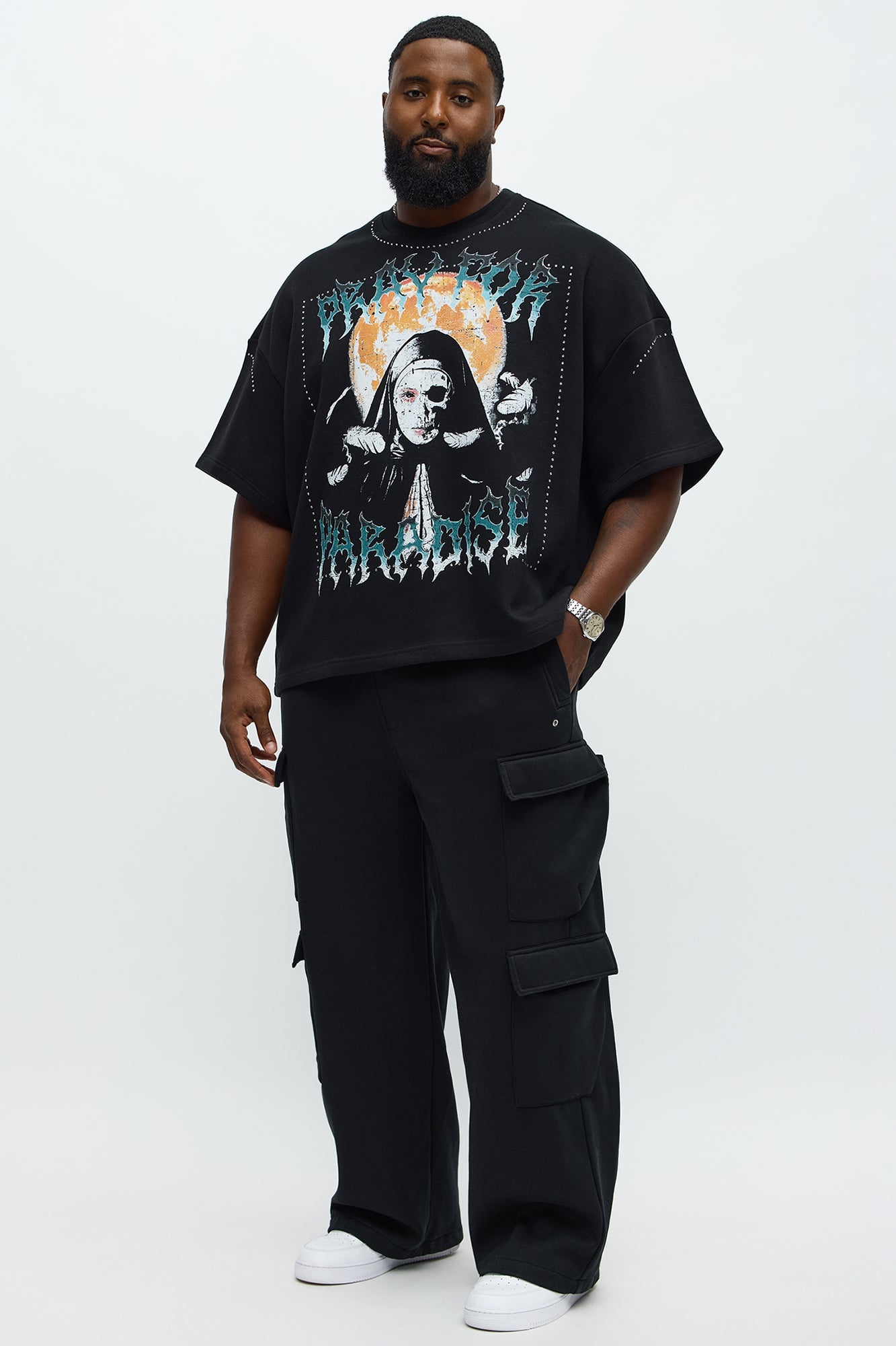 Baggy Cargo Hustler Sweatpant - Black