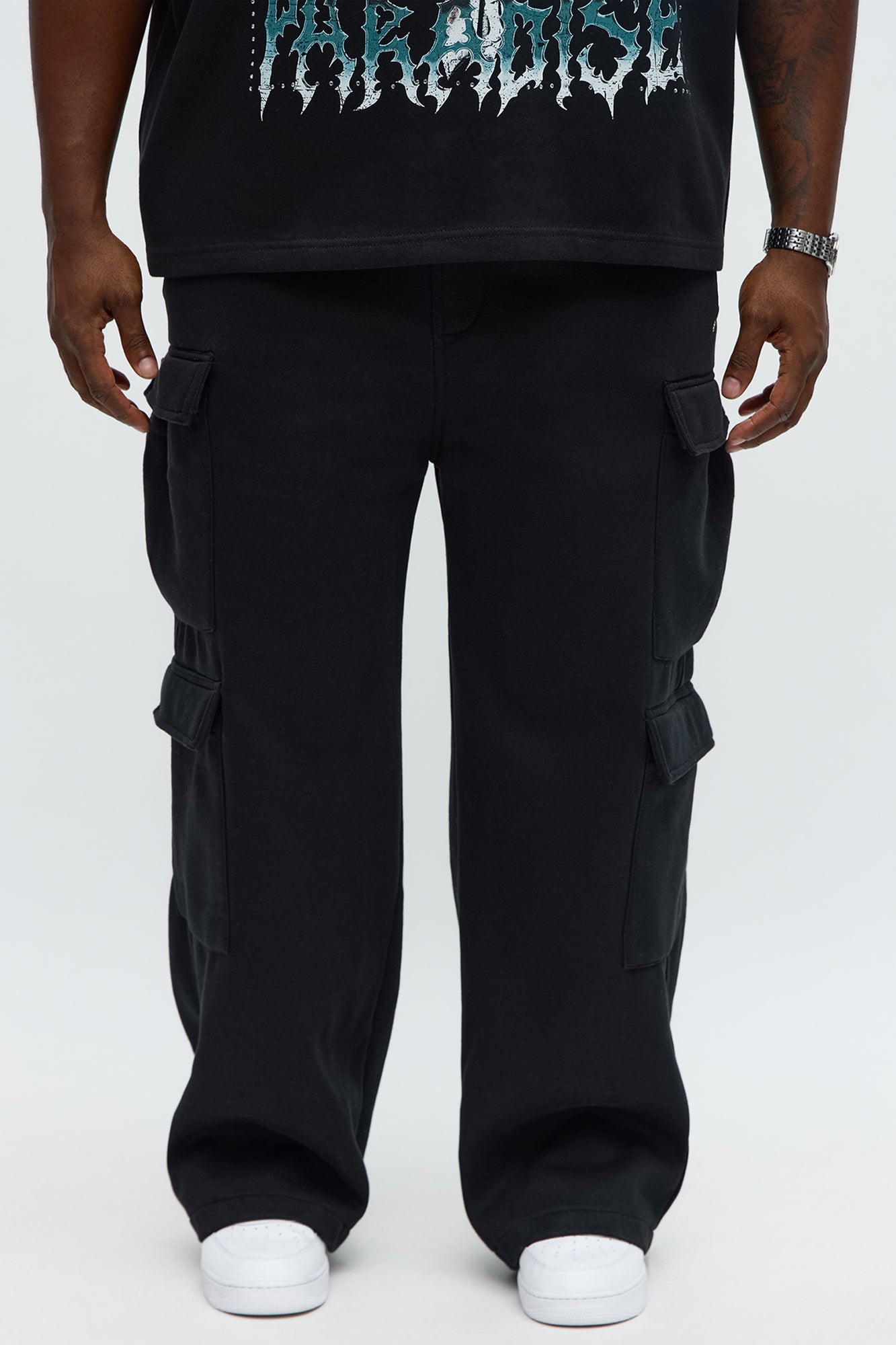 Baggy Cargo Hustler Sweatpant - Black