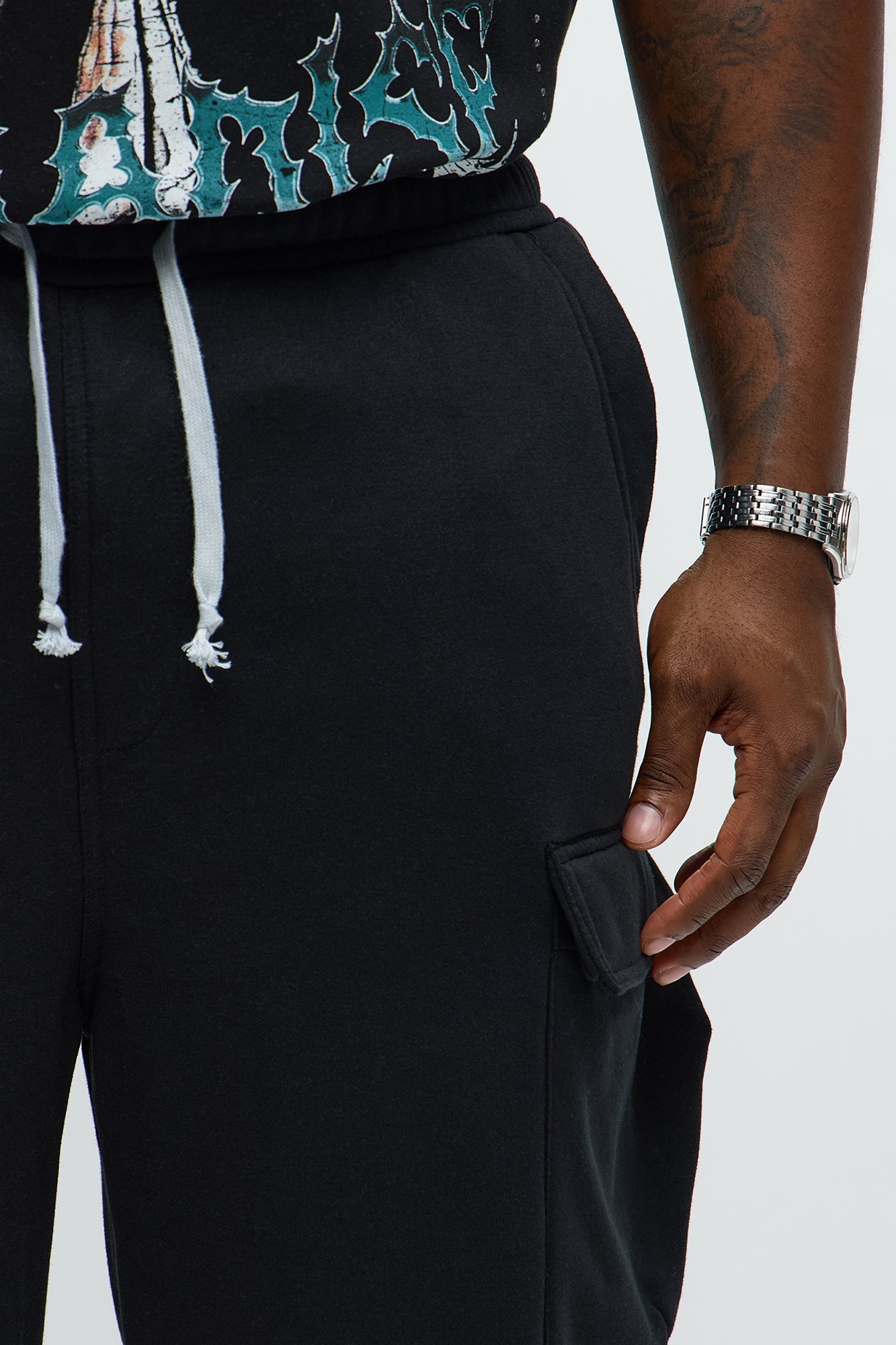 Baggy Cargo Hustler Sweatpant - Black