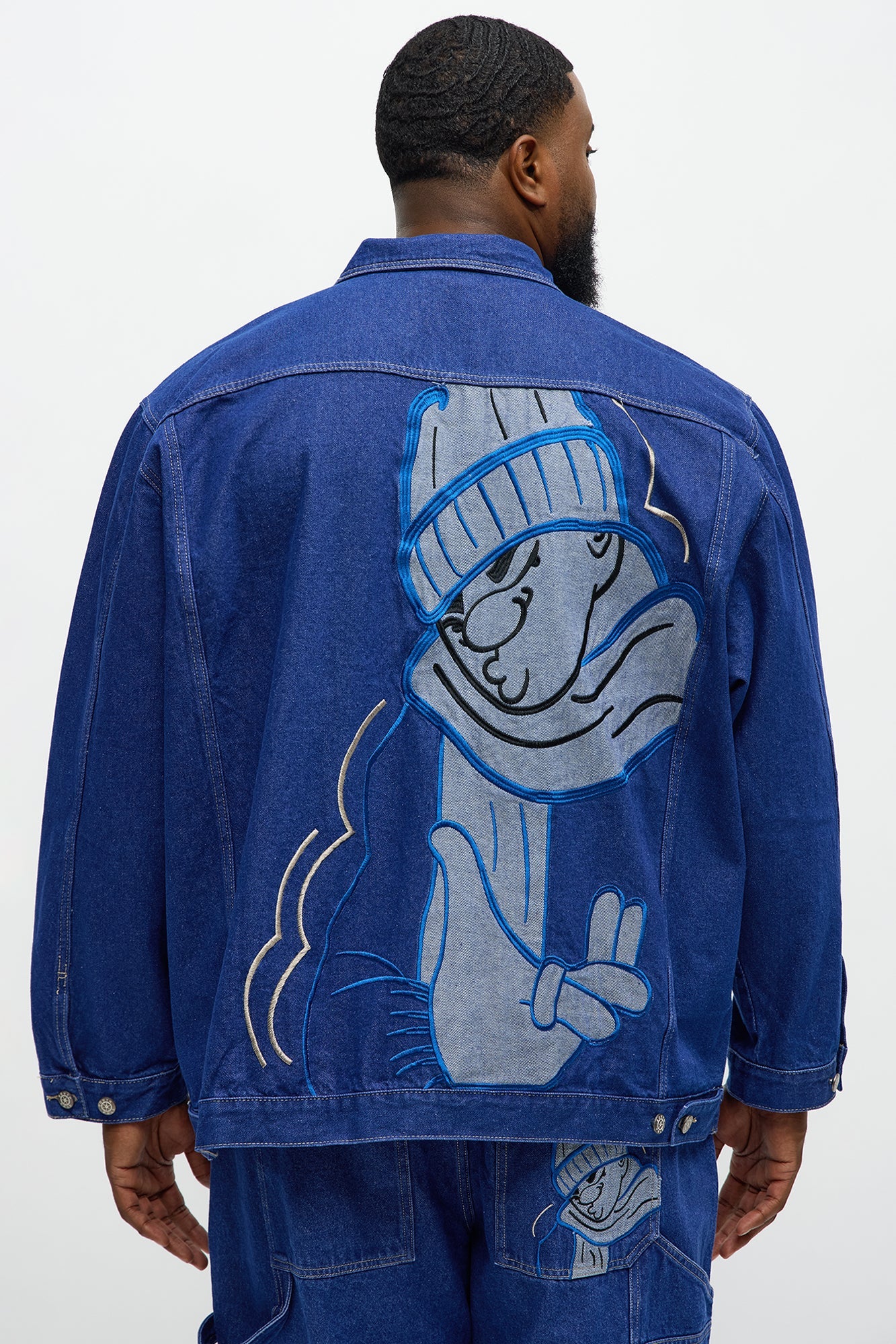 Southpole Contrast Stitch Back Hit Trucker Jacket - Blue Wash