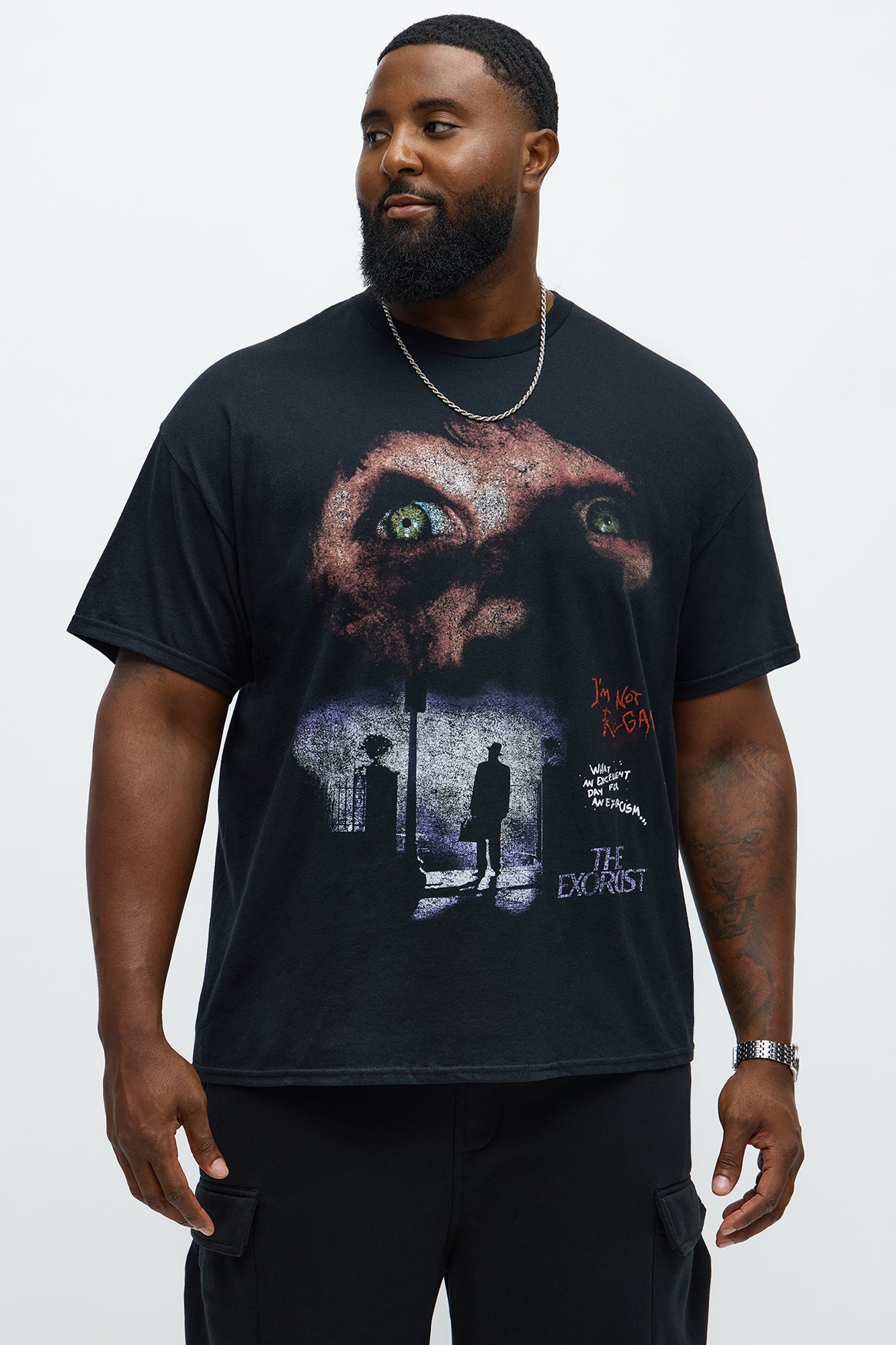 The Exorcist I'm Not Regan Distressed Short Sleeve Tee - Black