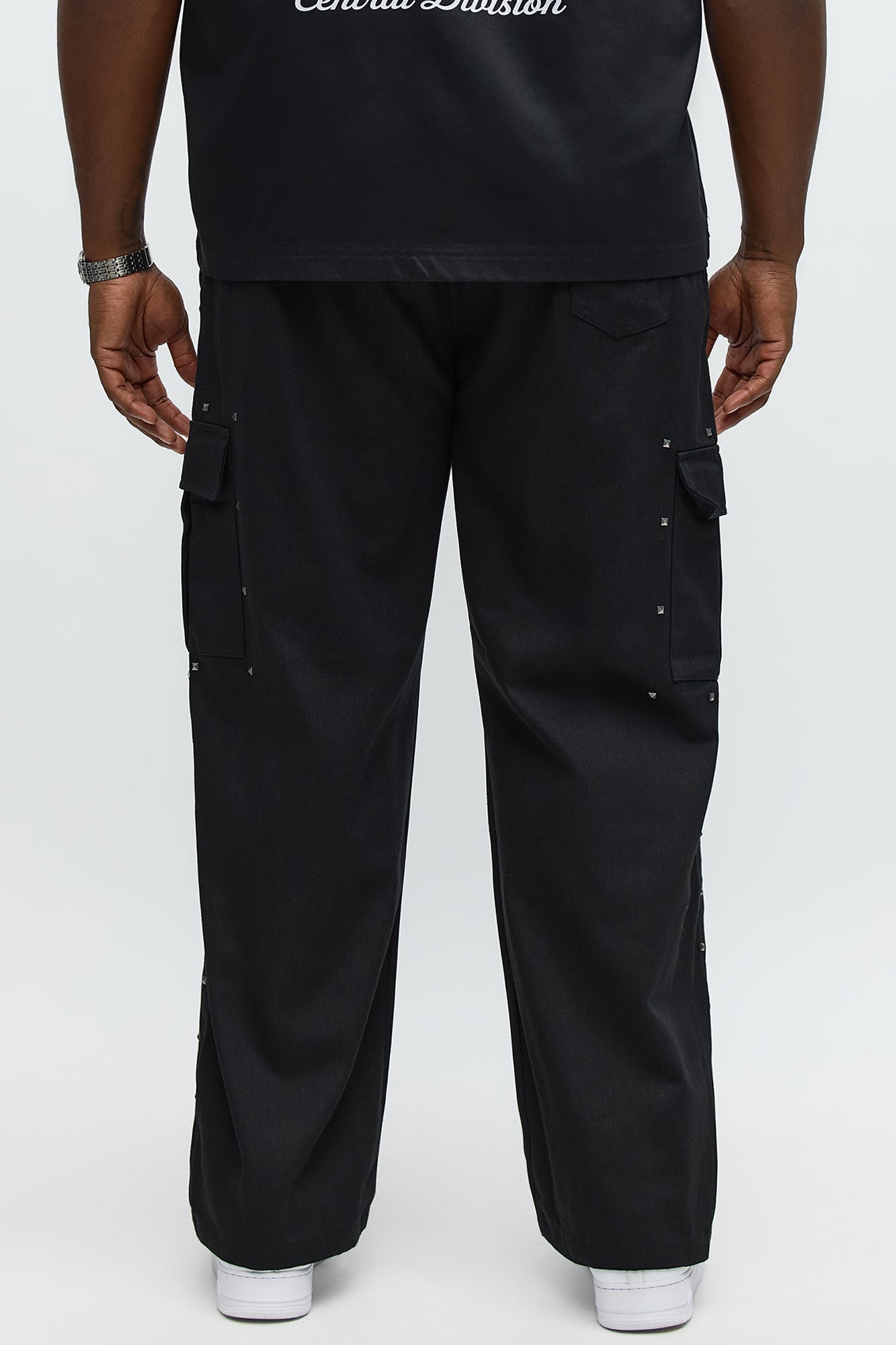 Baggy Studded Side Cargo Pant - Black