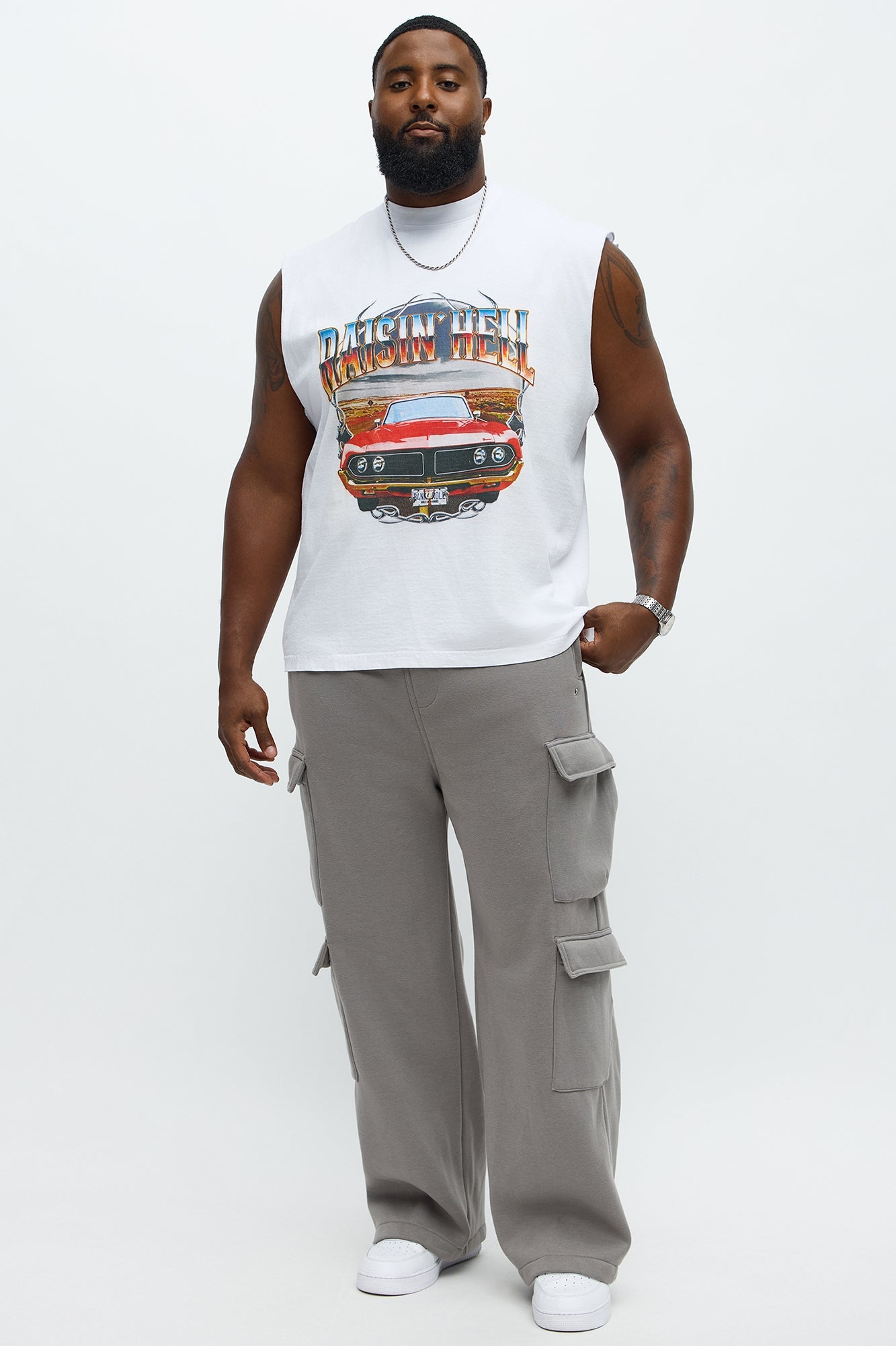 Baggy Cargo Hustler Sweatpants - Grey