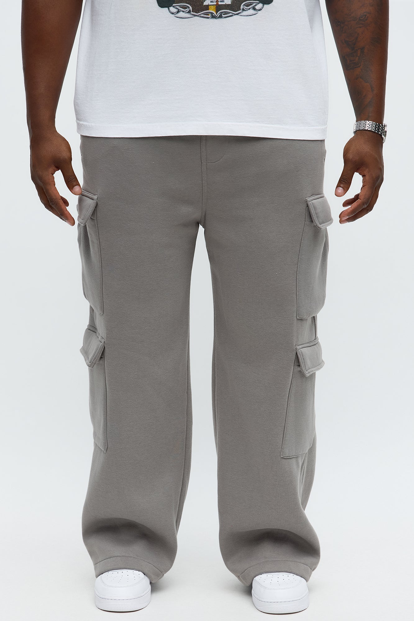 Baggy Cargo Hustler Sweatpants - Grey