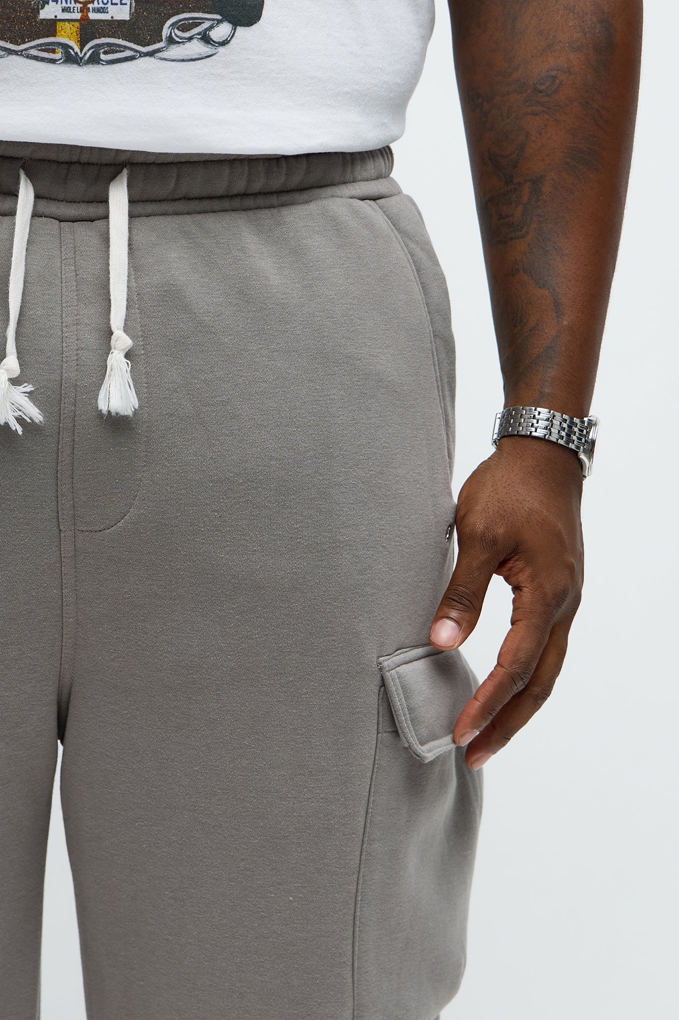 Baggy Cargo Hustler Sweatpants - Grey