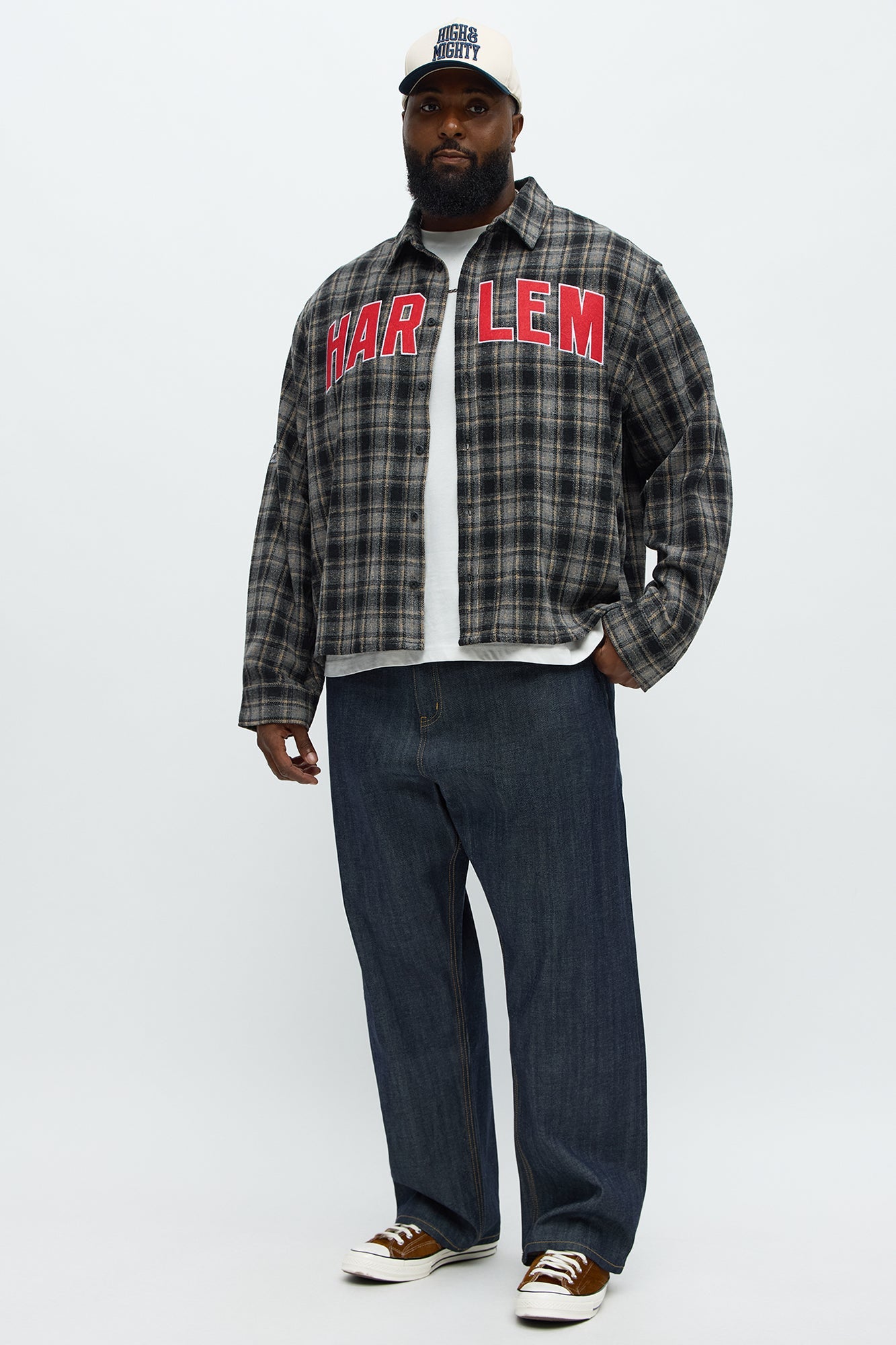 Relaxed Fit Harlem Plaid Long Sleeve Button Up - Black/combo