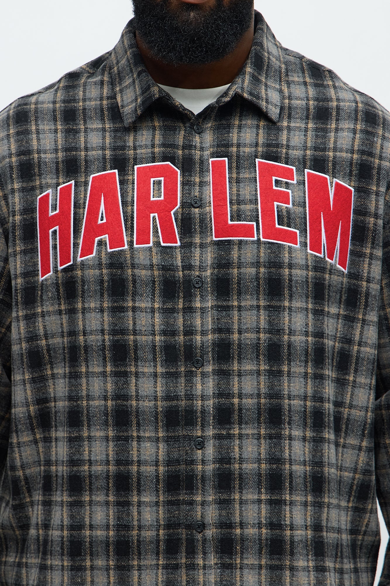 Relaxed Fit Harlem Plaid Long Sleeve Button Up - Black/combo