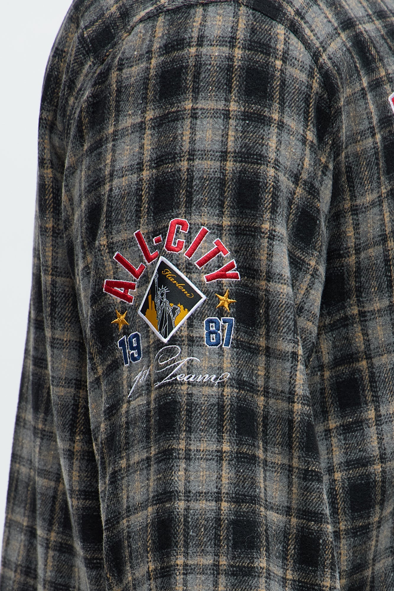 Relaxed Fit Harlem Plaid Long Sleeve Button Up - Black/combo