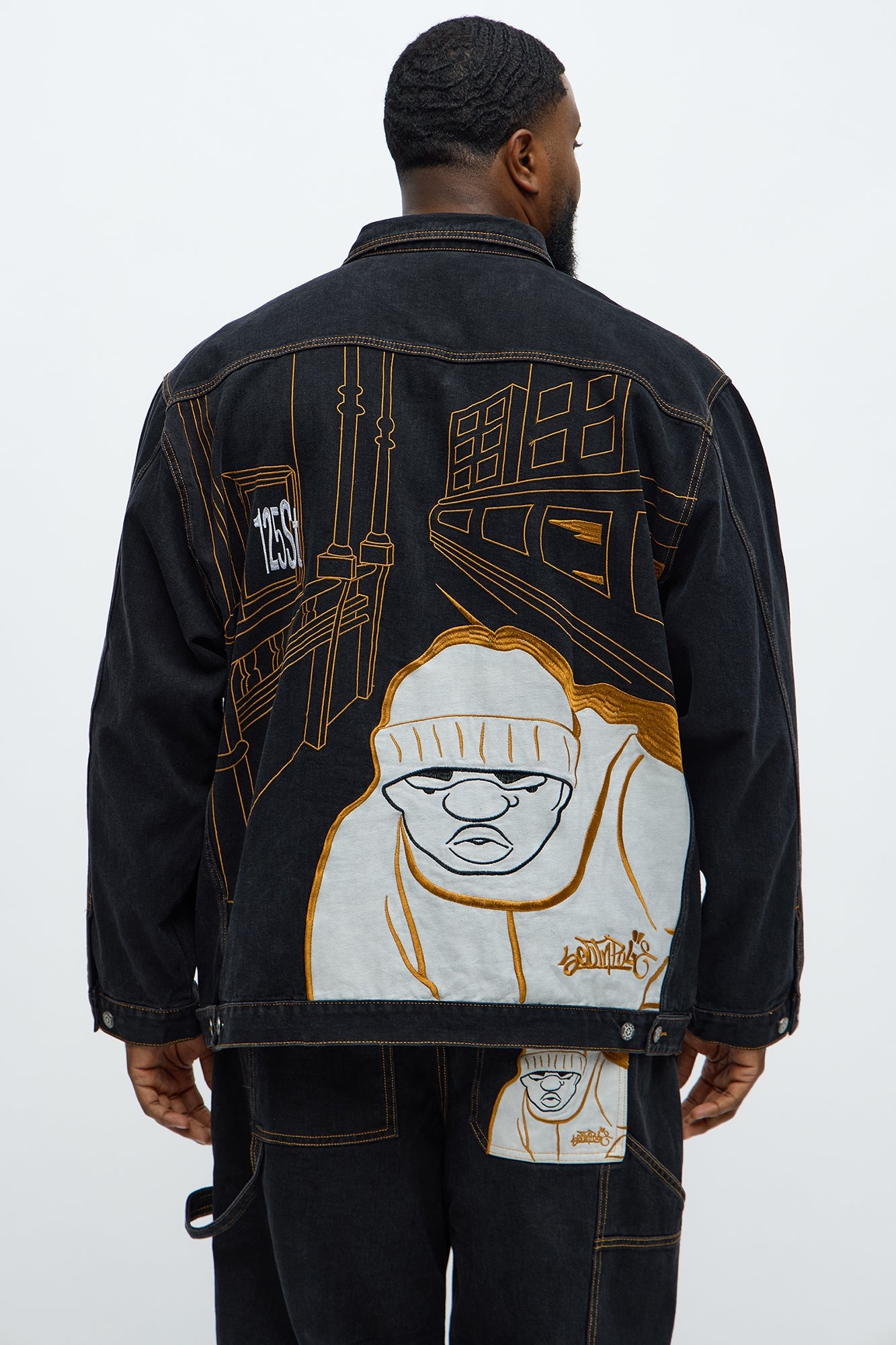 Southpole Contrast Stitch Trucker Jacket - Black