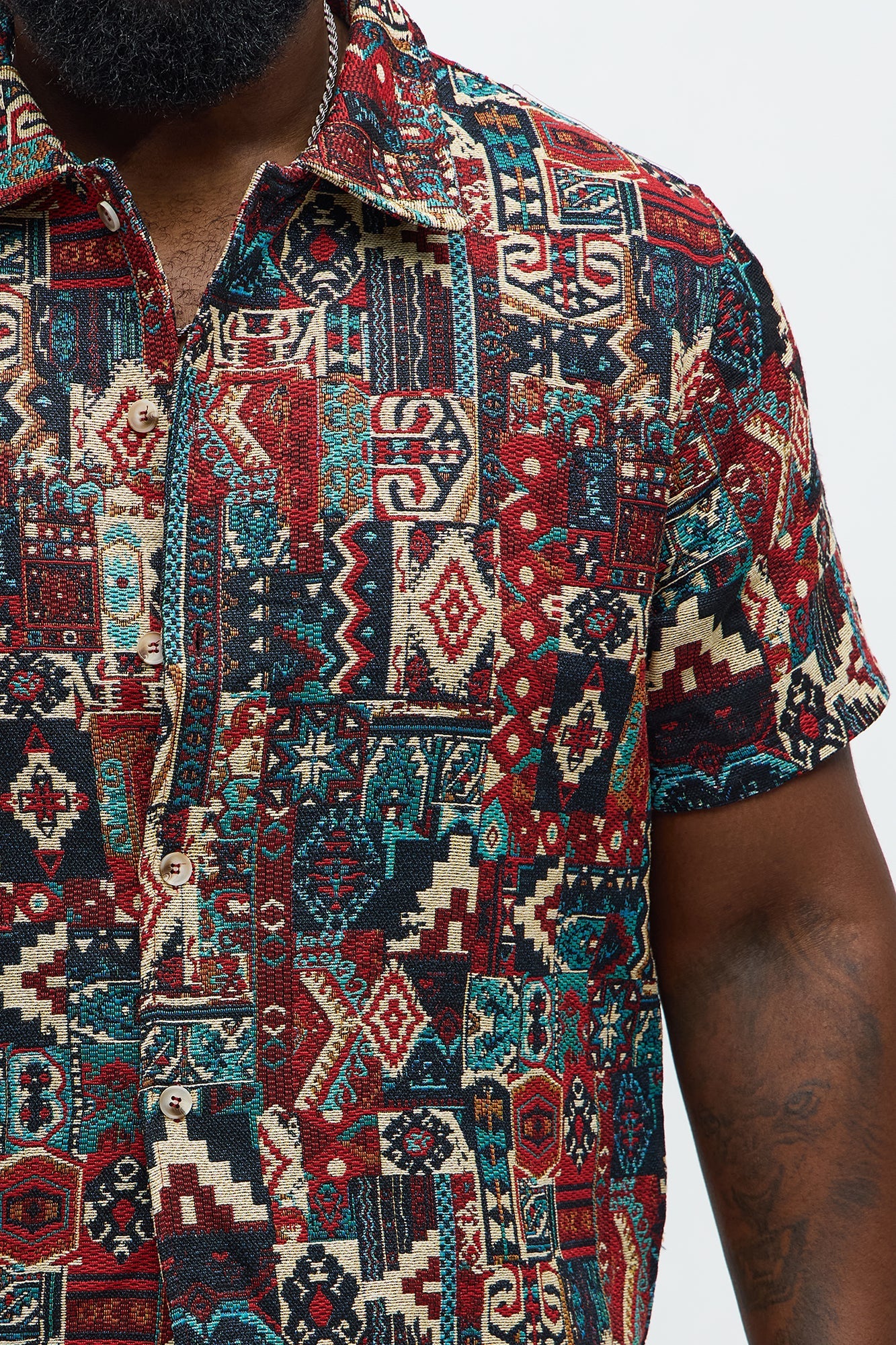 Regular Fit Aztec Full Button Up Shirt - Multi Color