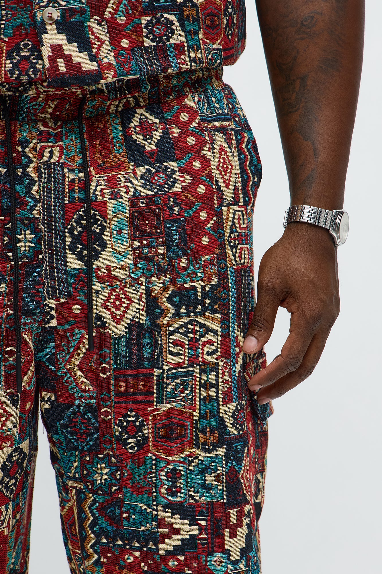Baggy Aztec Tapestry Cargo Pants - Multi Color