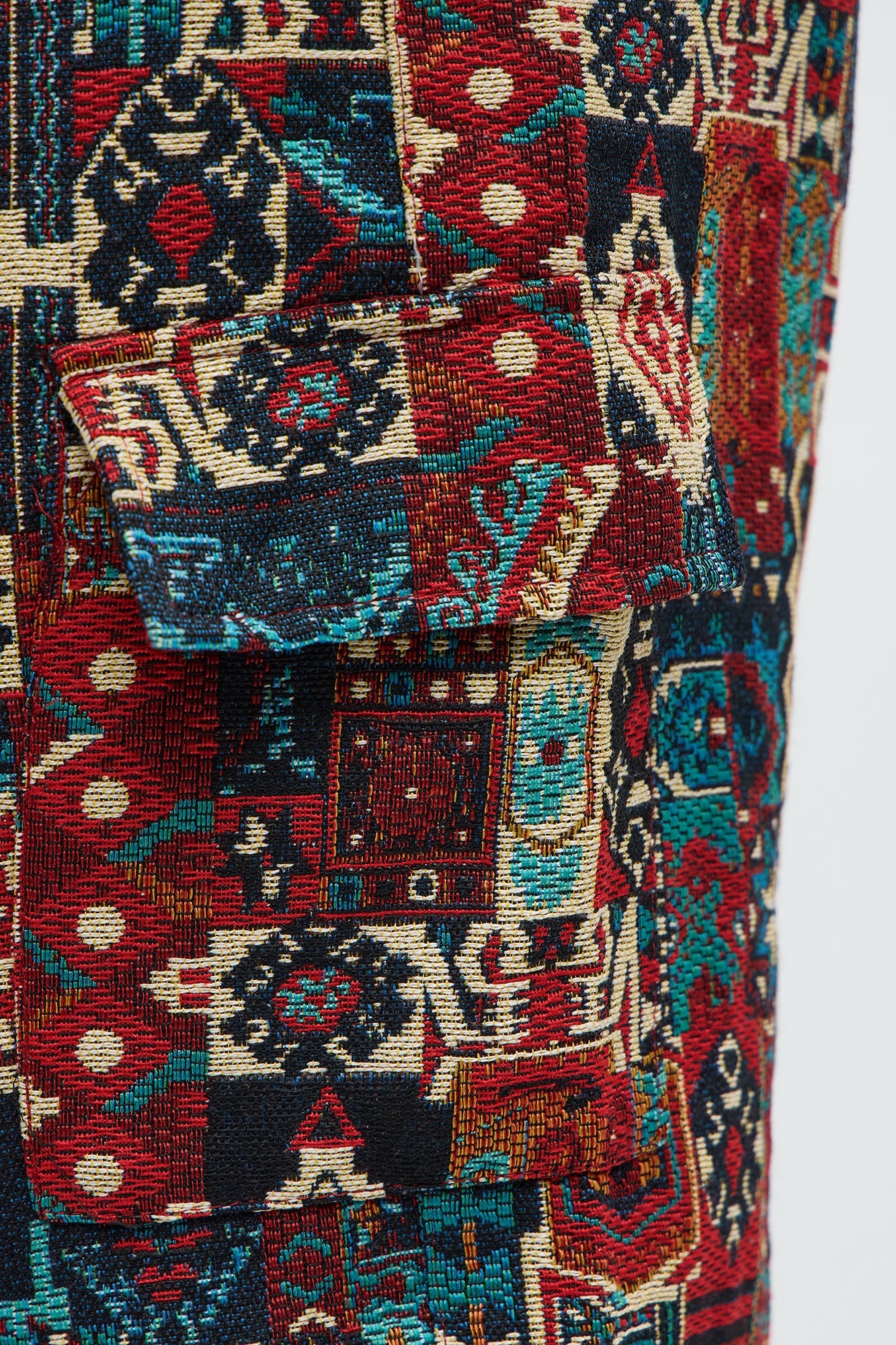 Baggy Aztec Tapestry Cargo Pants - Multi Color