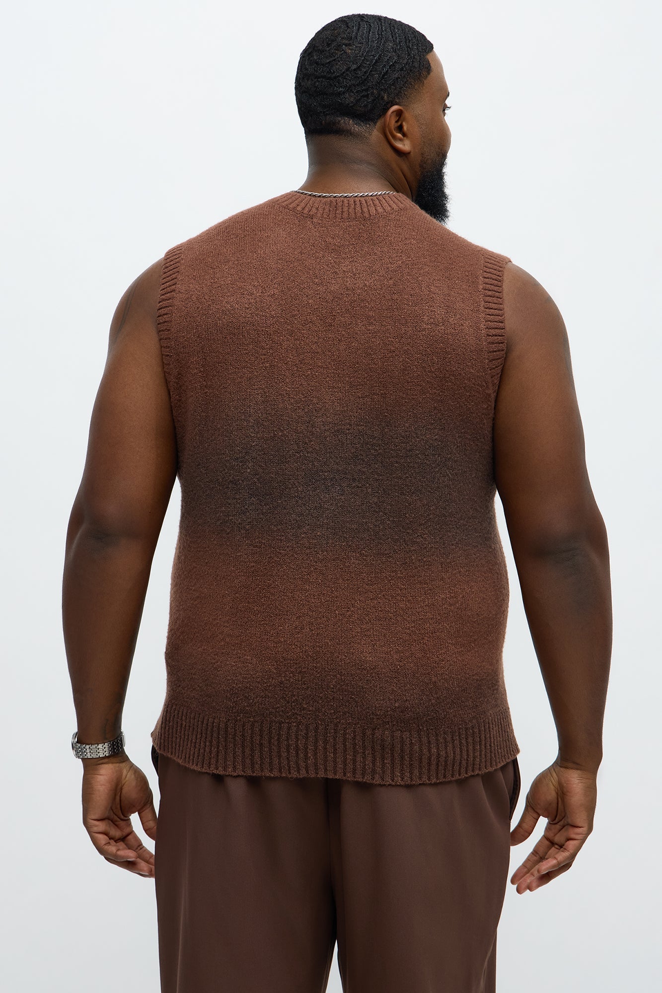 Mohair Like Sweater Vest - Brown/combo