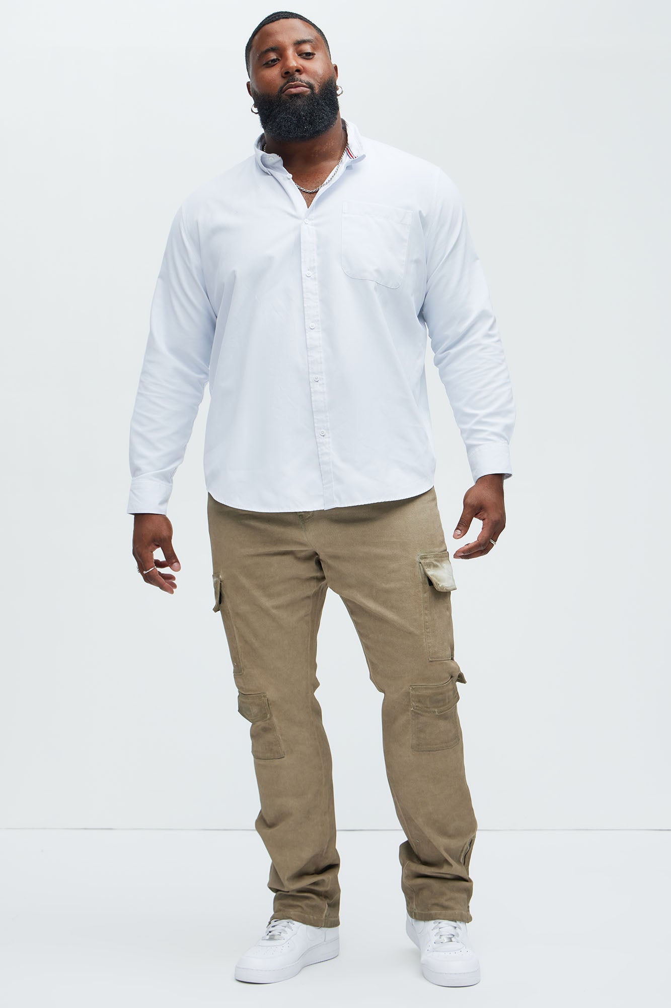 Triple Cargo Stacked Skinny Flare Jeans - Taupe