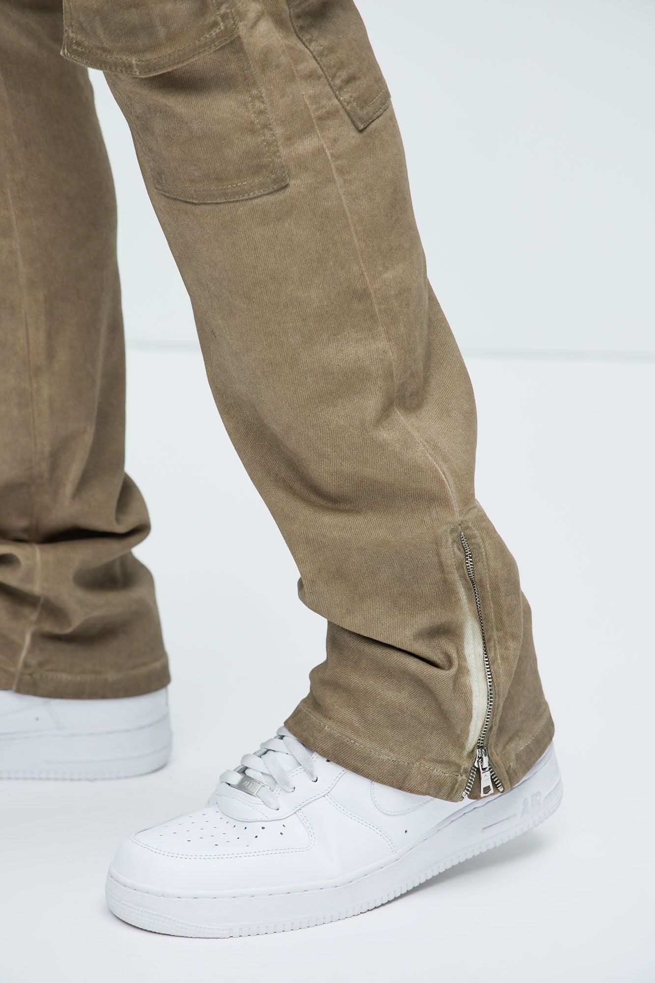 Triple Cargo Stacked Skinny Flare Jeans - Taupe