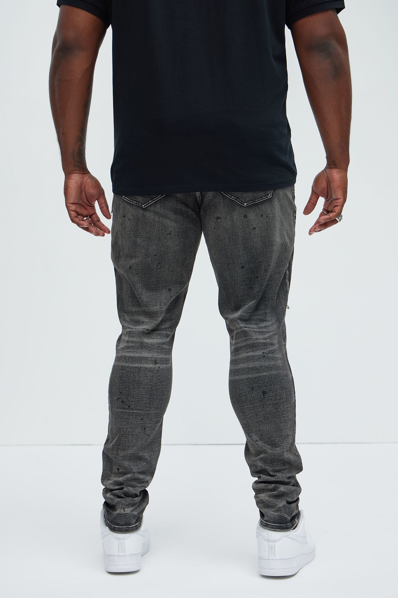 Put You On Spray Painted Stacked Skinny Jeans - Black