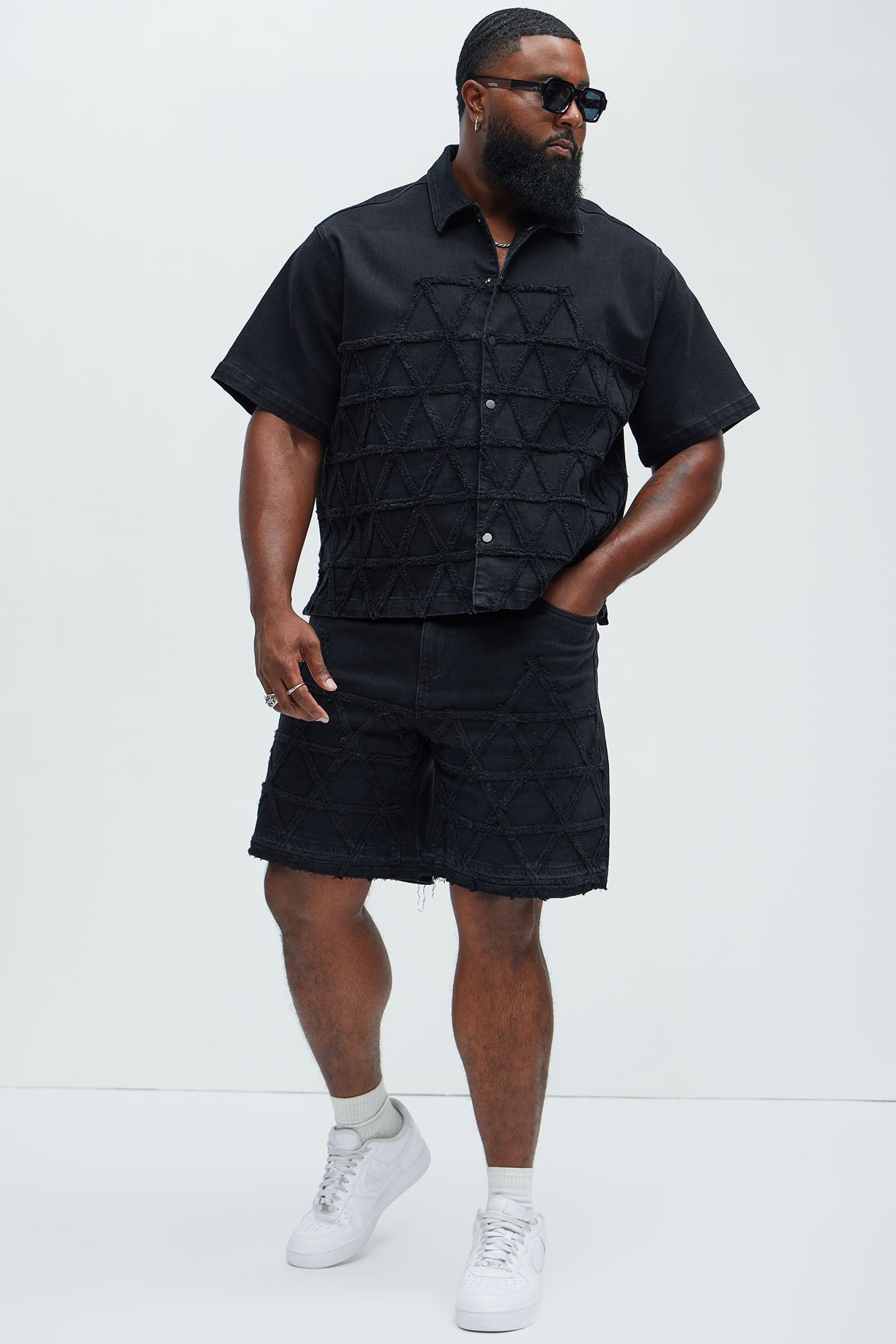 Interstellar Relaxed Denim Shorts - Black