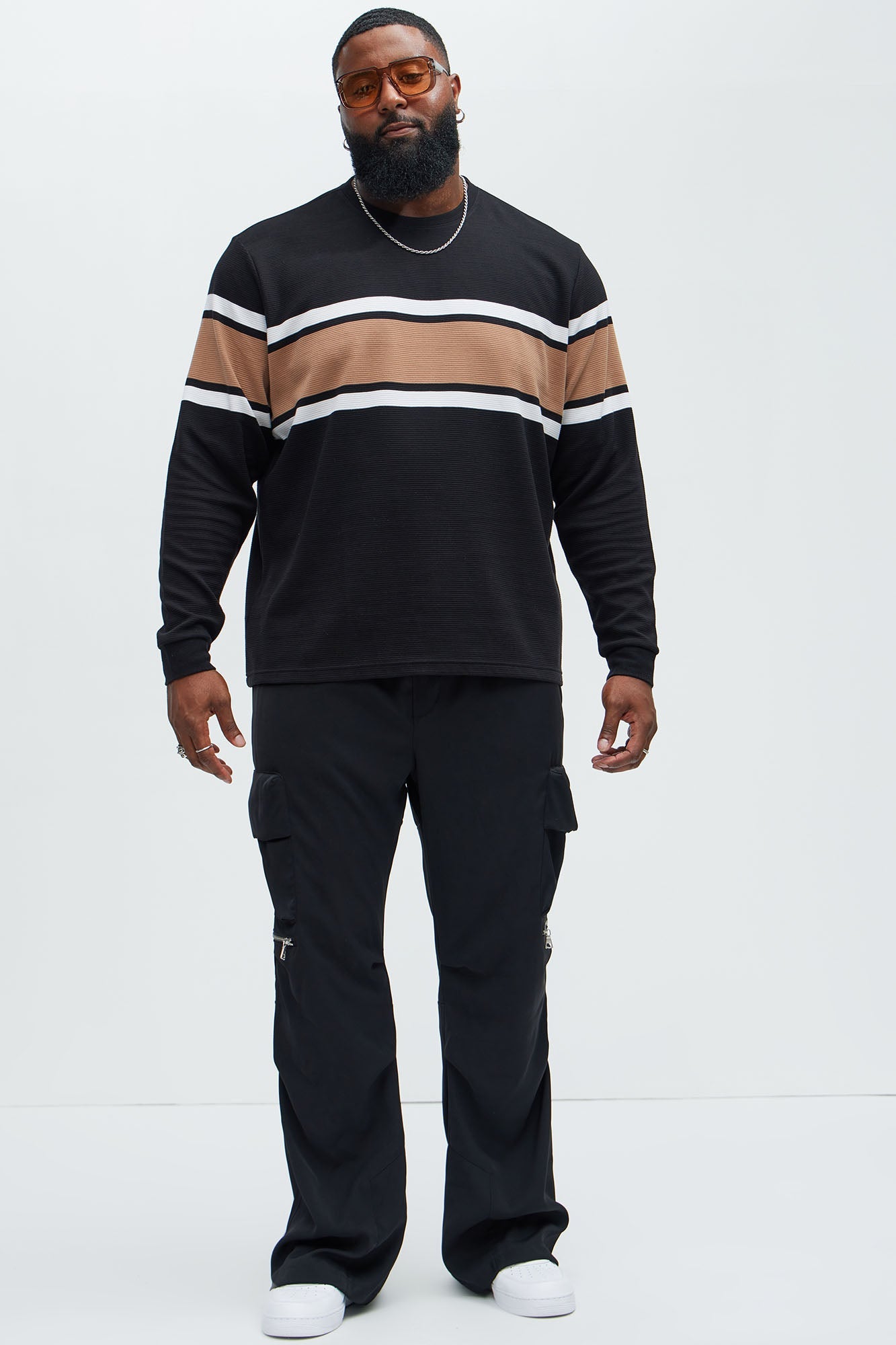 Keep It Classy Textured Long Sleeve Tee - Black/combo