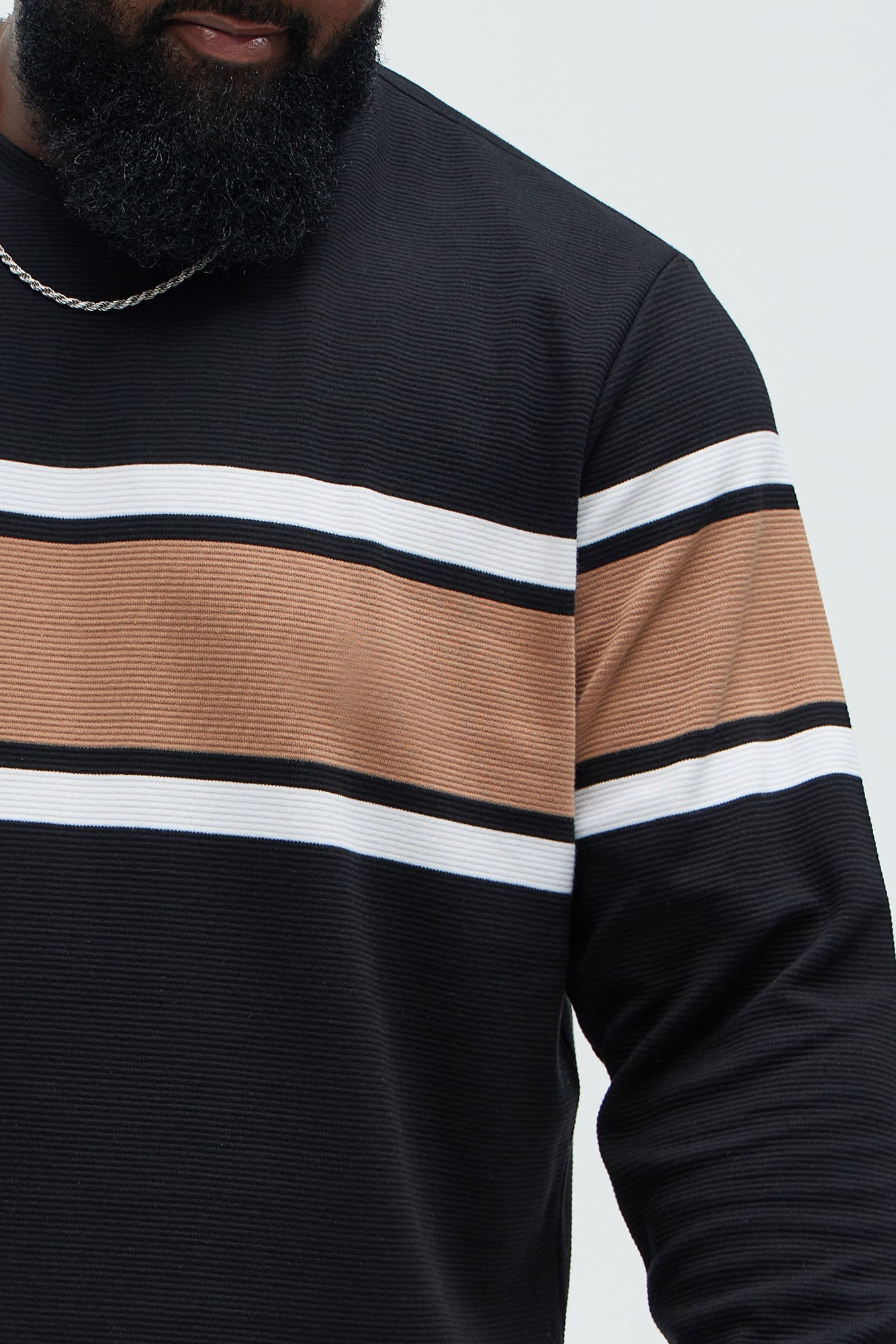 Keep It Classy Textured Long Sleeve Tee - Black/combo