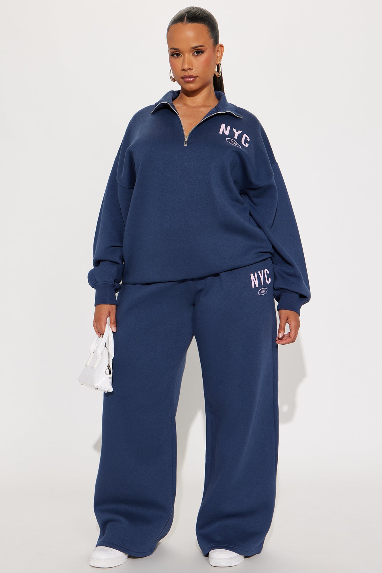 SoHo Sundays Fleece Pant Set - Navy
