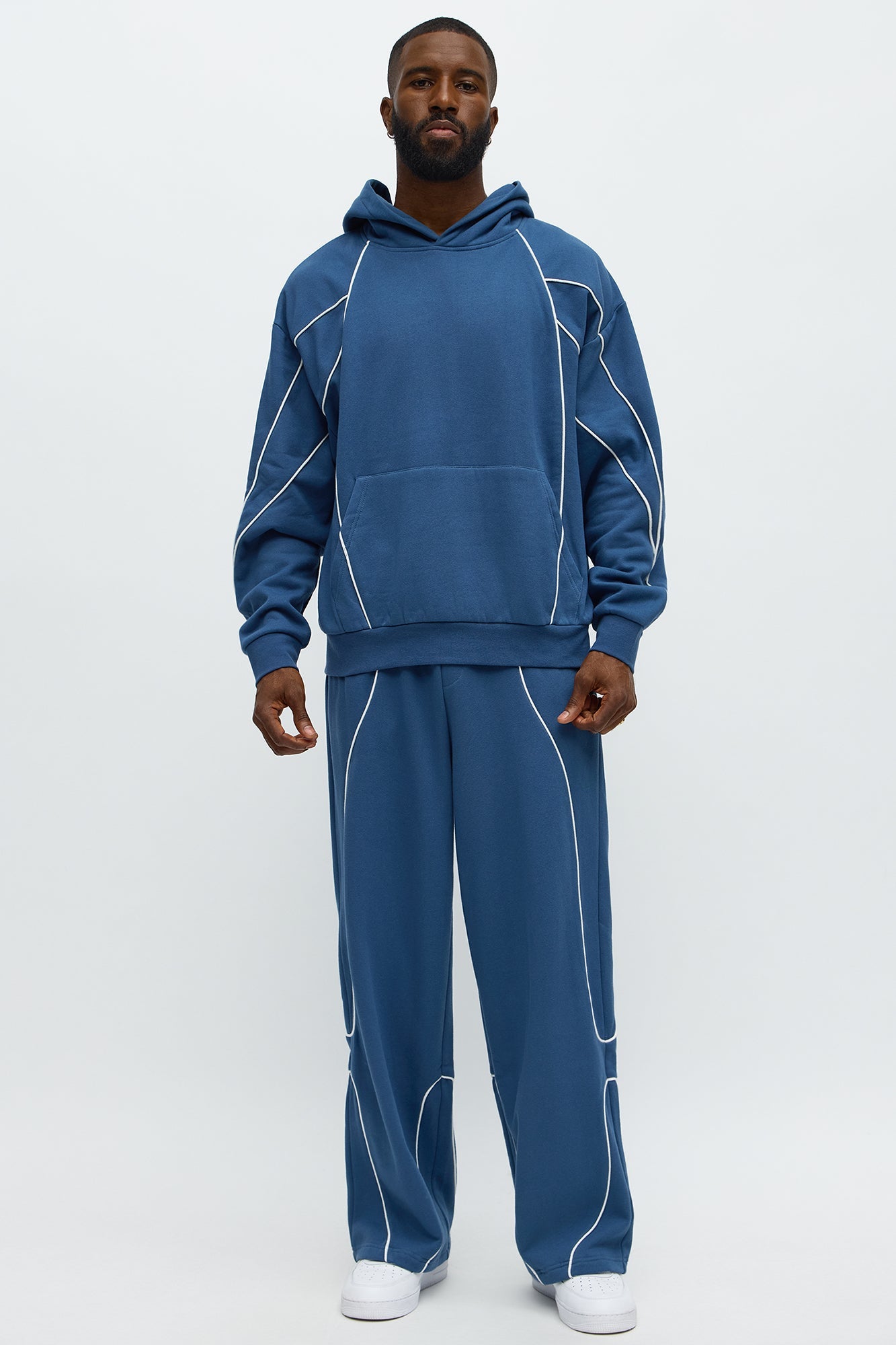 Pinstripe Hoodie - Navy