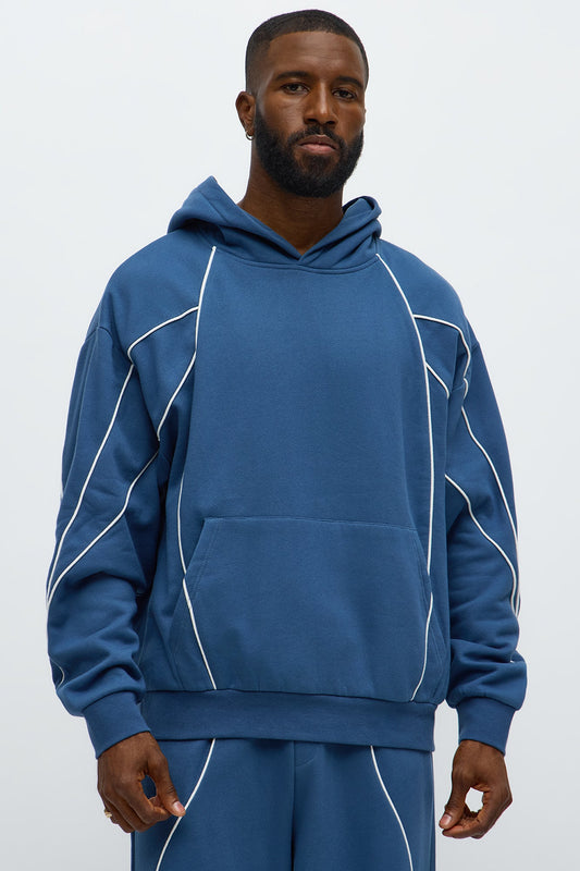 Pinstripe Hoodie - Navy