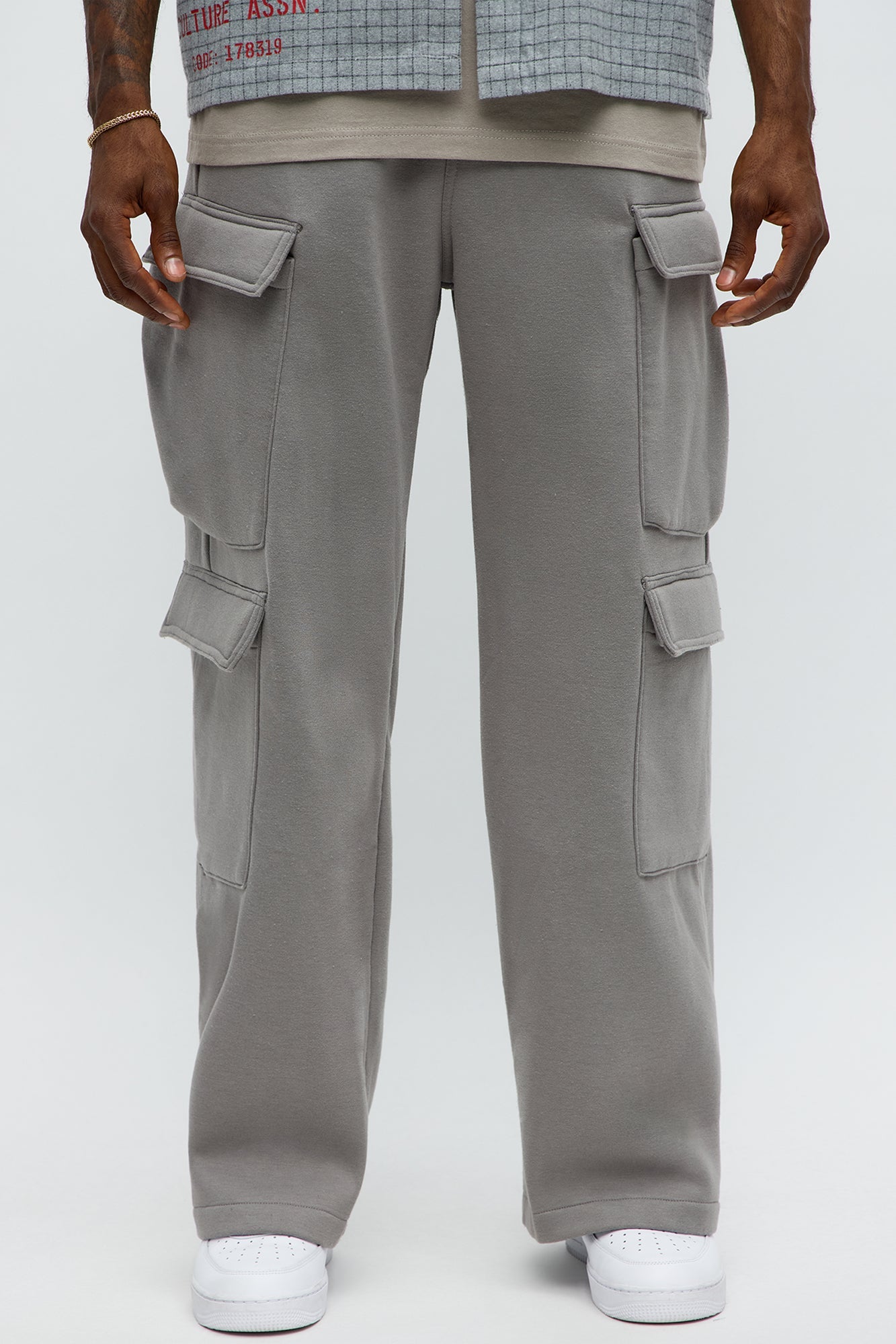 Baggy Cargo Hustler Sweatpants - Grey