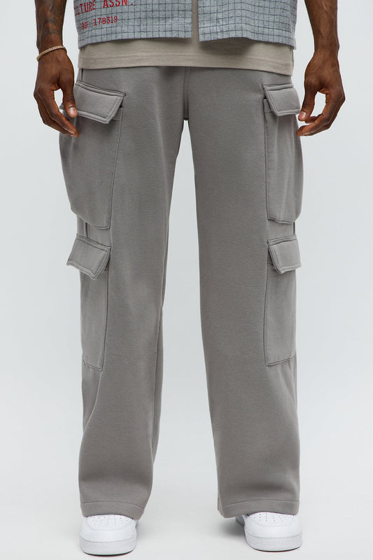 Baggy Cargo Hustler Sweatpants - Grey