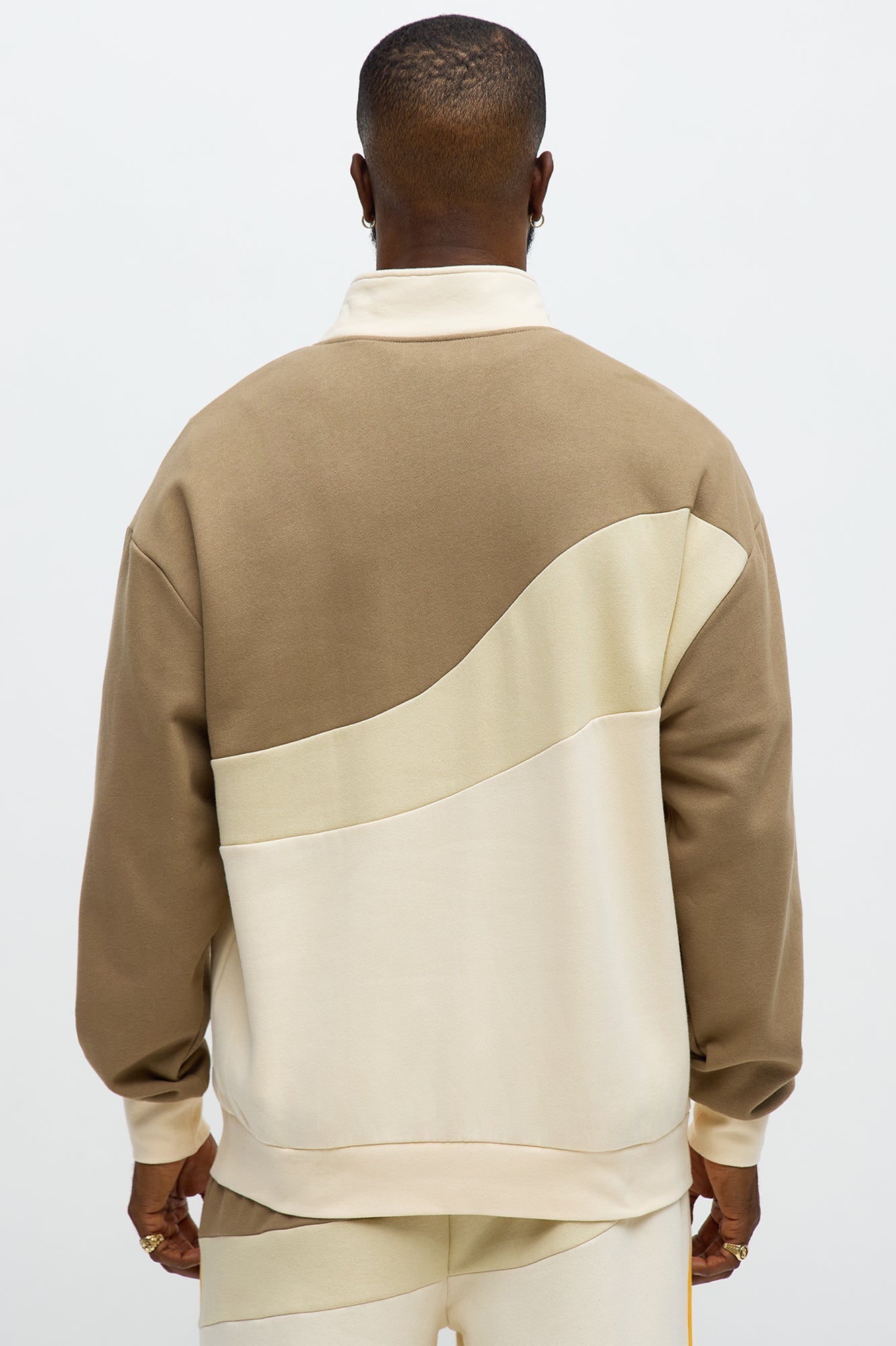 Been A Player Colorblock Quarter Zip - Tan/Multi