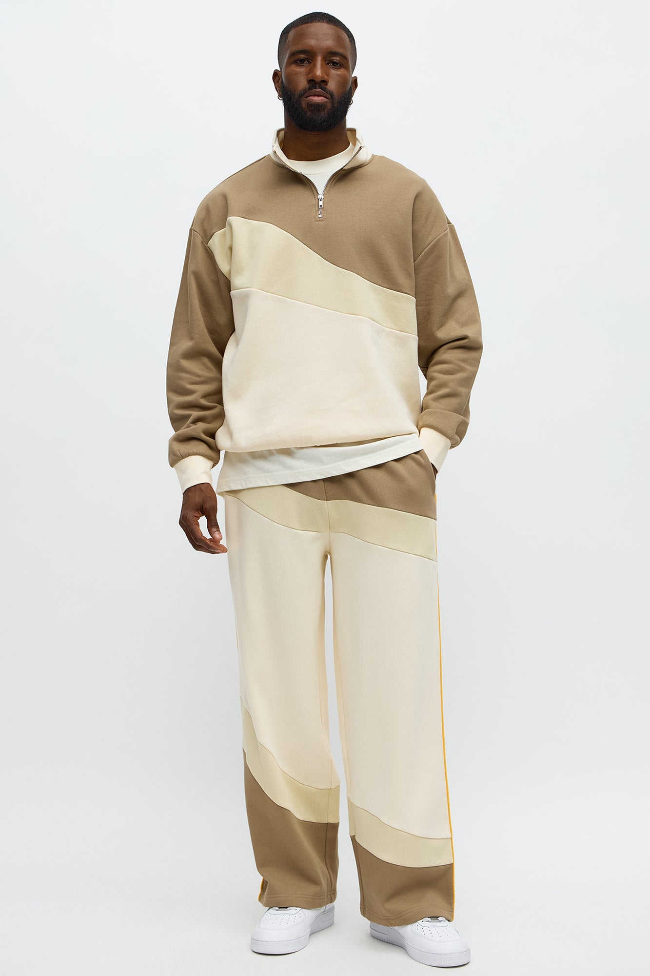 Been A Player Colorblock Sweatpant - Tan/Multi