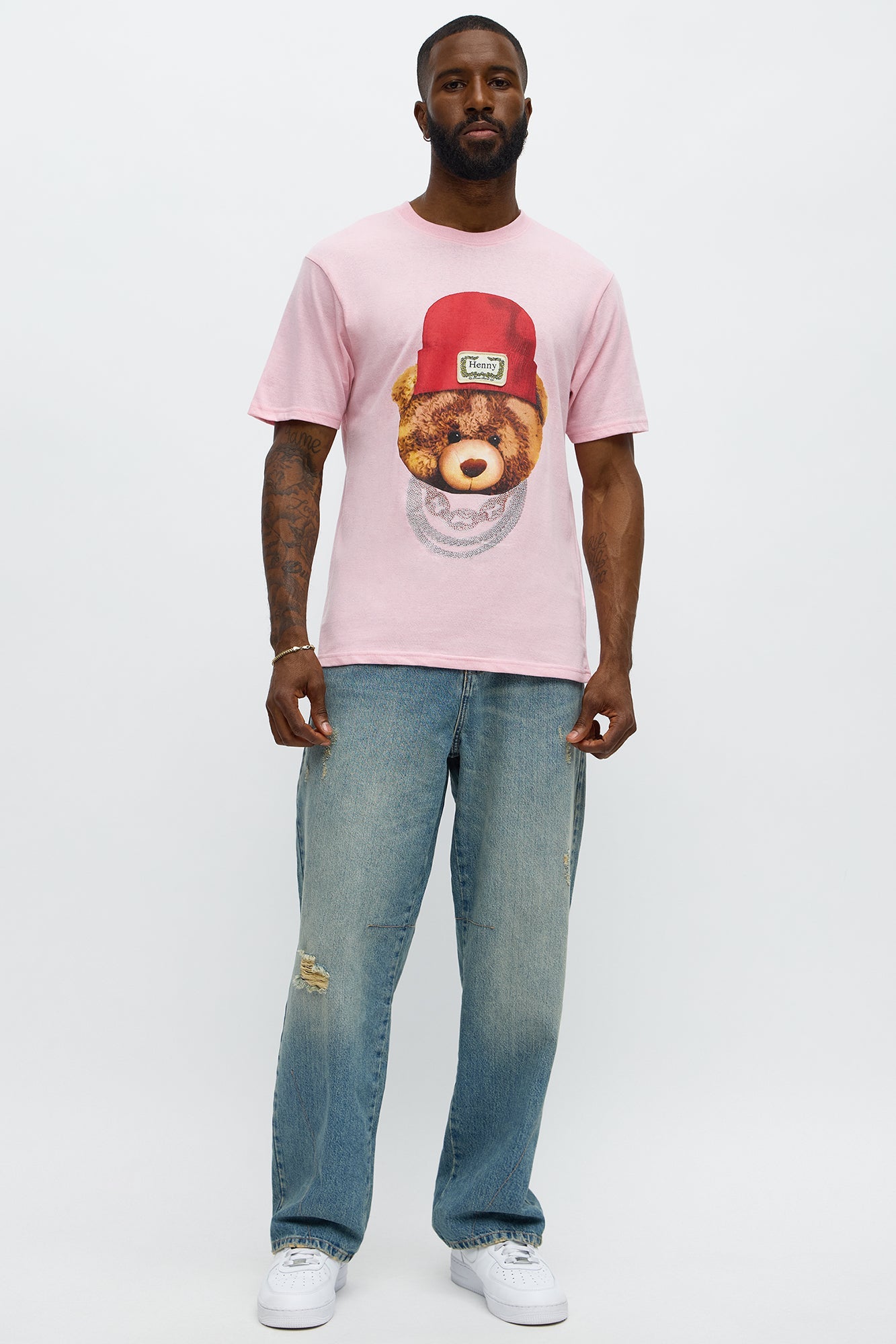 Henny Teddy Rhinestone Short Sleeve Tee - Pink