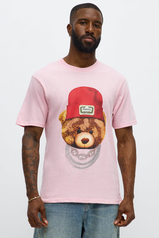 Henny Teddy Rhinestone Short Sleeve Tee - Pink