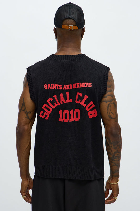 Social Club Sweater Vest - Black