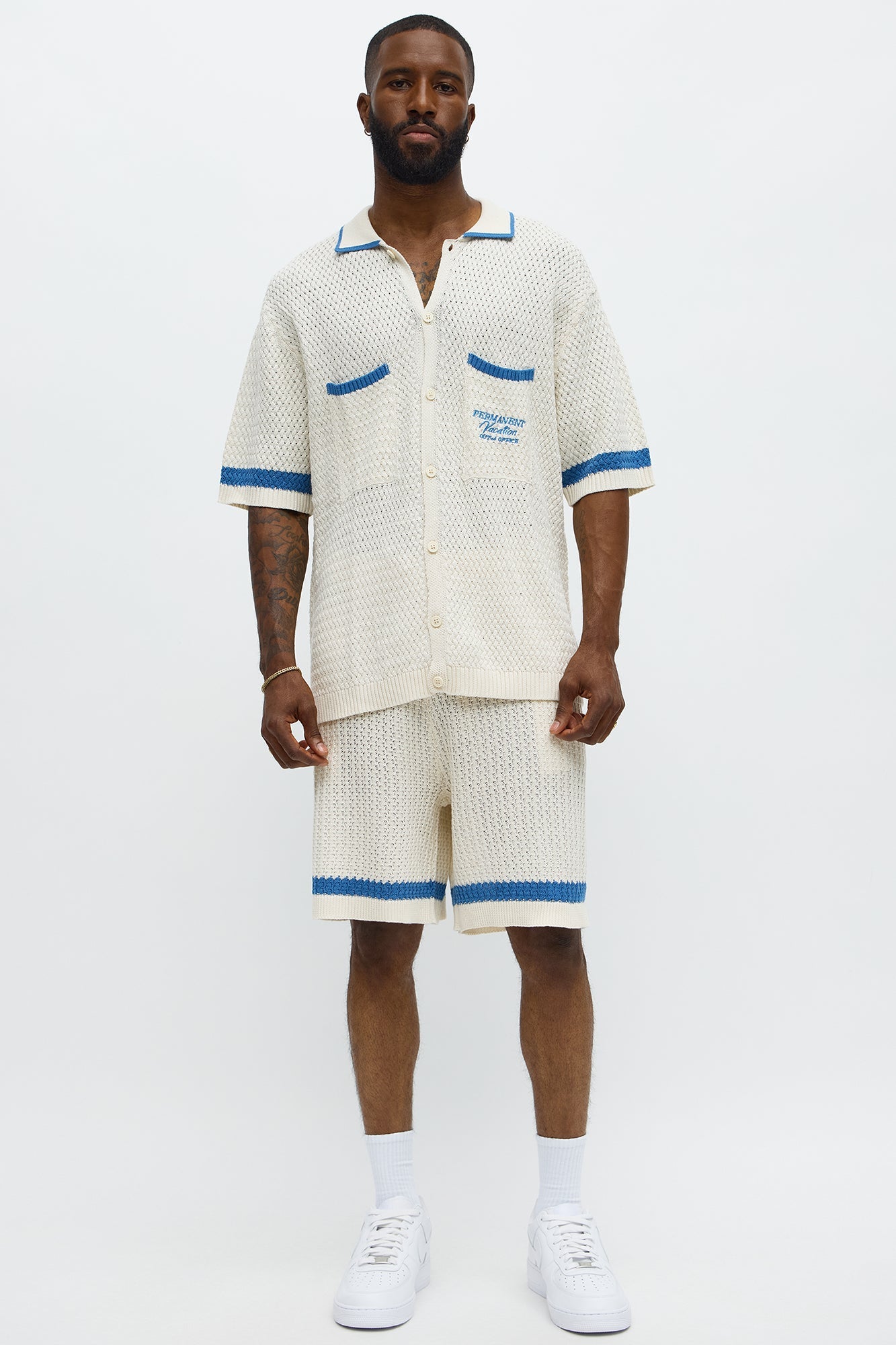 Relaxed Fit Margarita Button Up Shirt - White/Blue