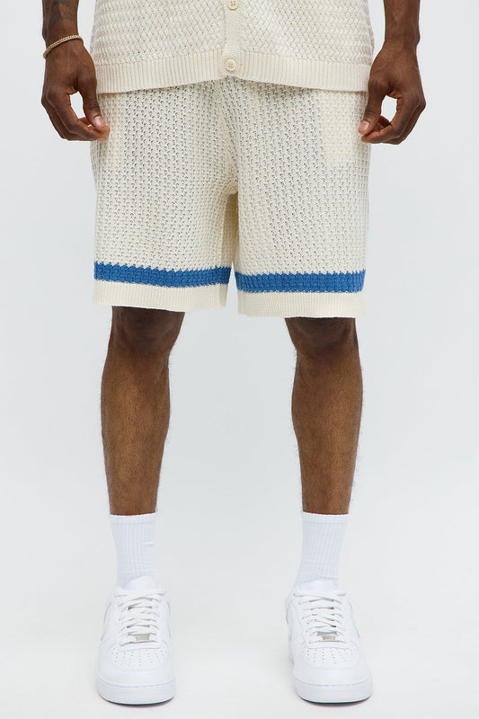 Relaxed Margarita Knit Shorts - White/Blue