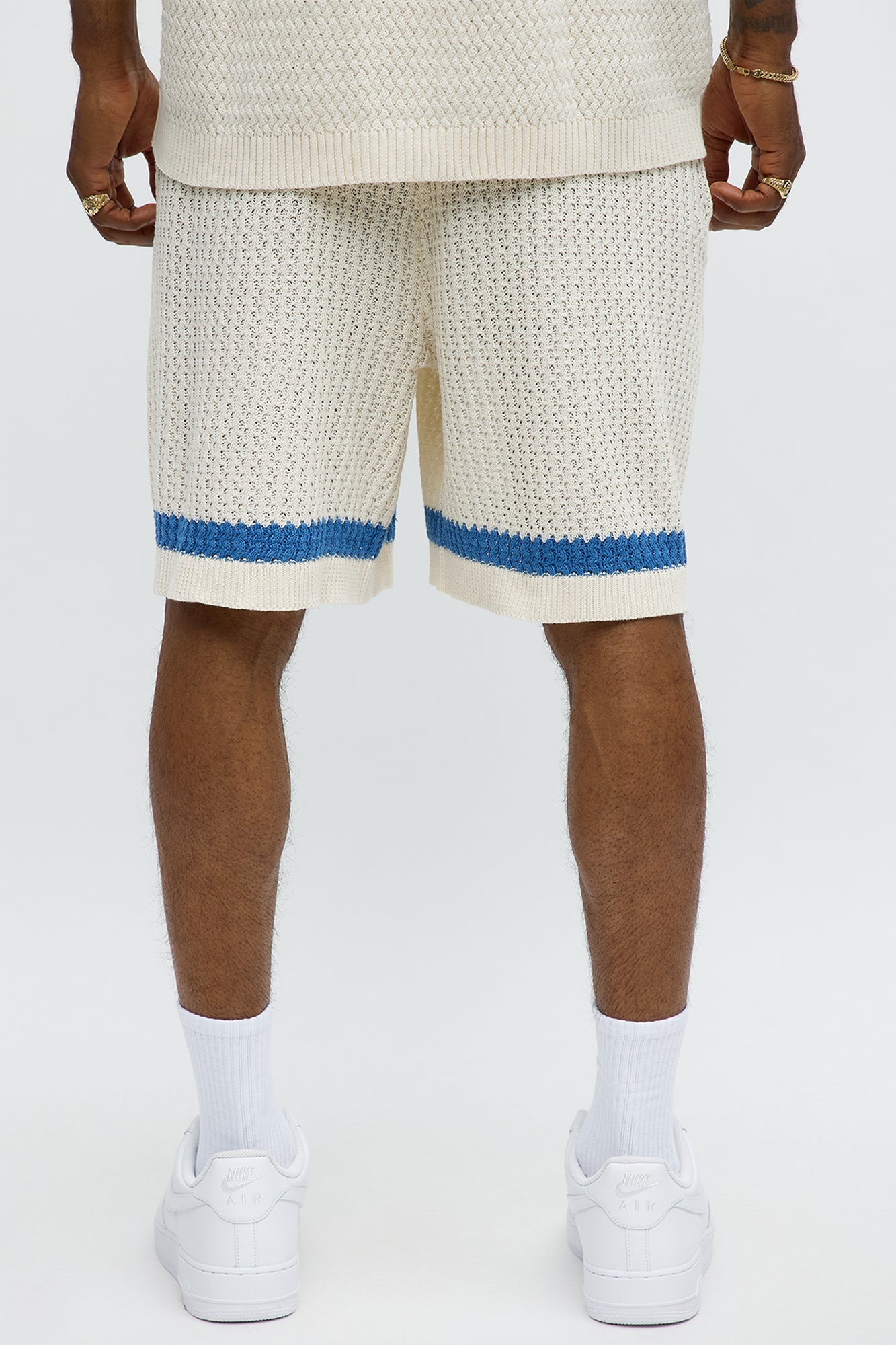 Relaxed Margarita Knit Shorts - White/Blue